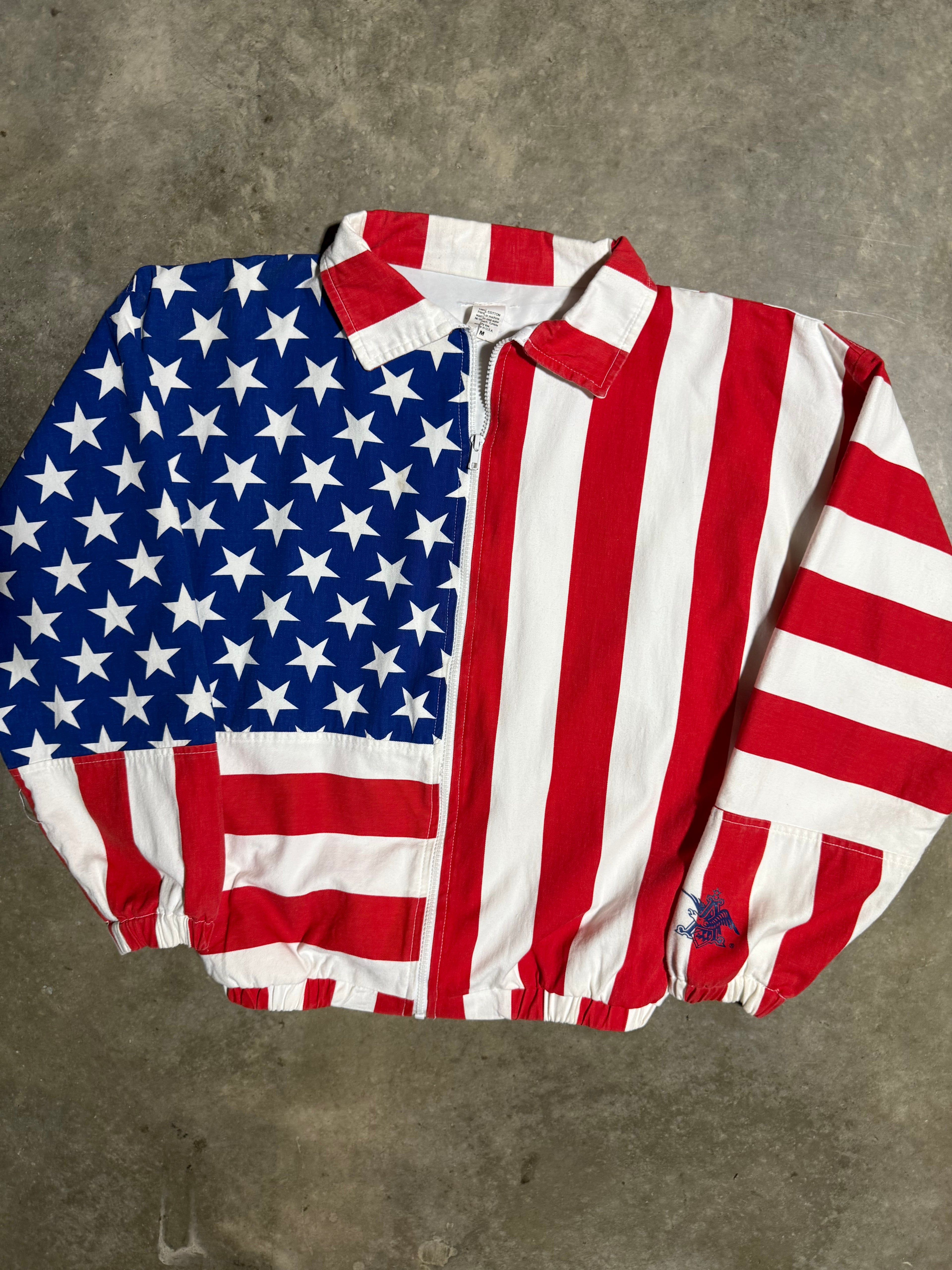 Vintage 90s Anheuser-Busch Beer American Flag Zip Up (M)