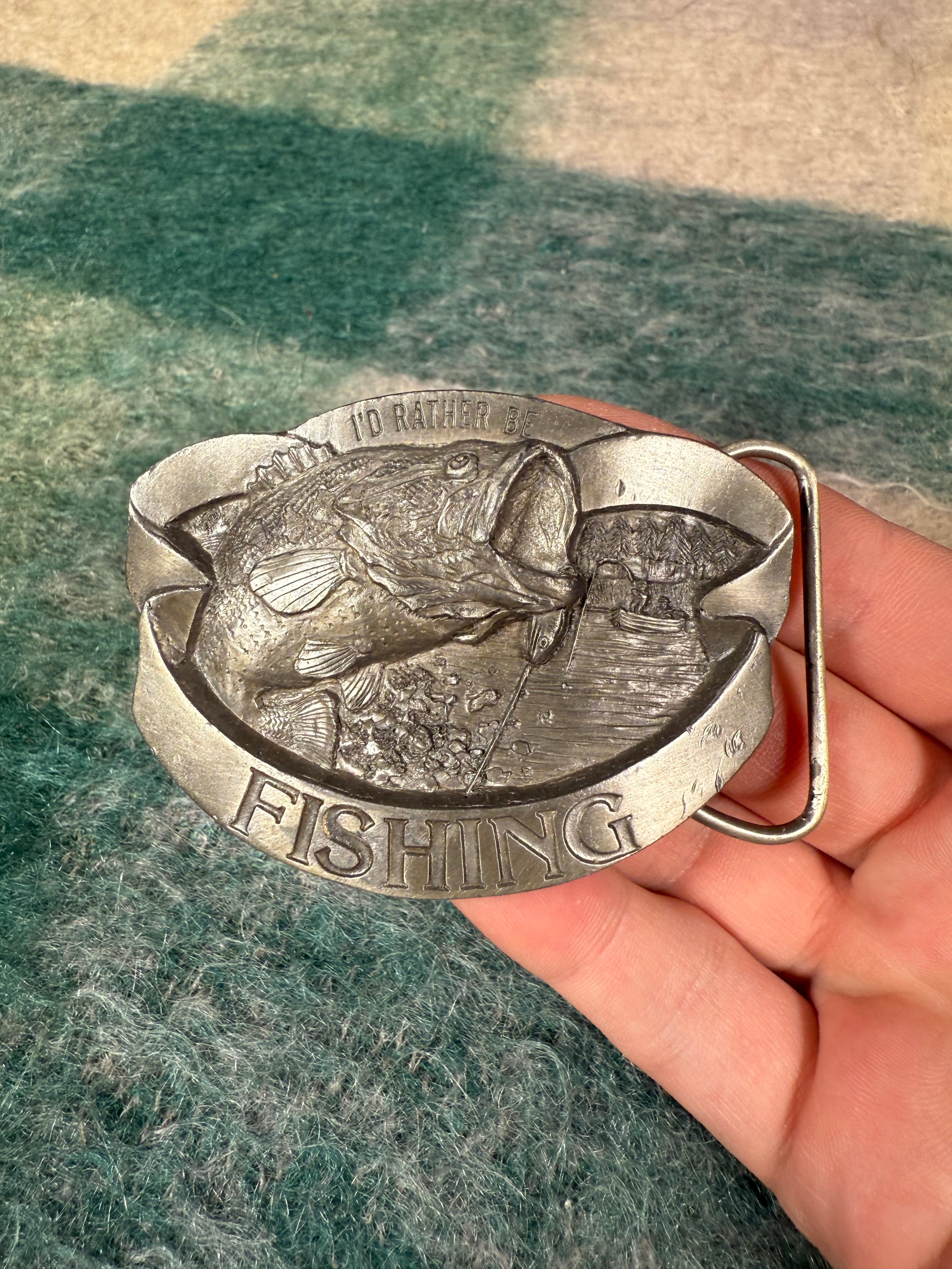 Vintage I’d Rather Be Bass Fishing No Color Belt Buckle
