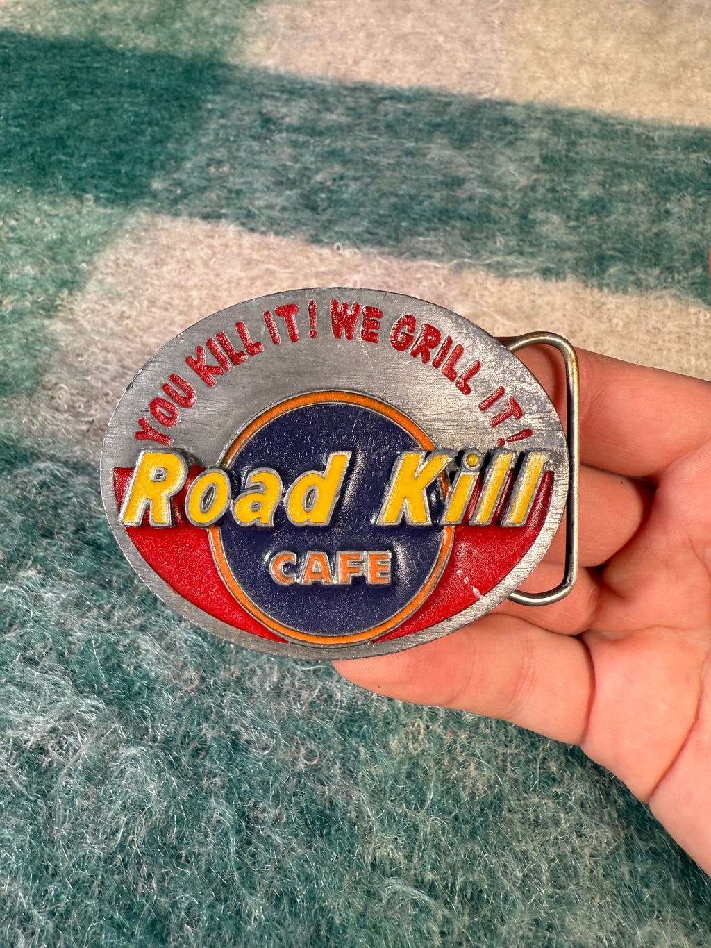 Vintage Road Kill Cafe Belt Buckle