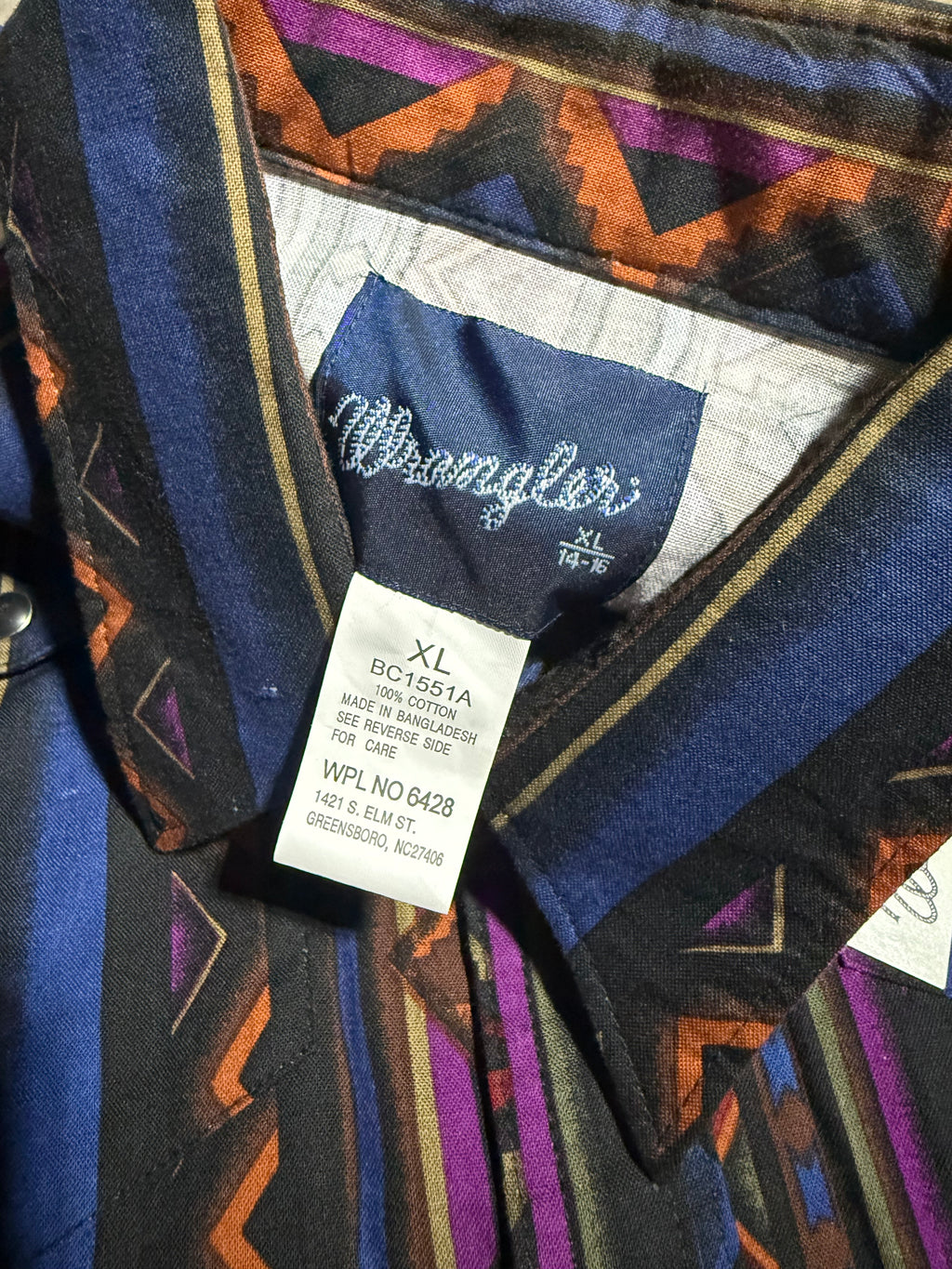 Vintage Wrangler Checotah Pattern Western Shirt (Youth XL)