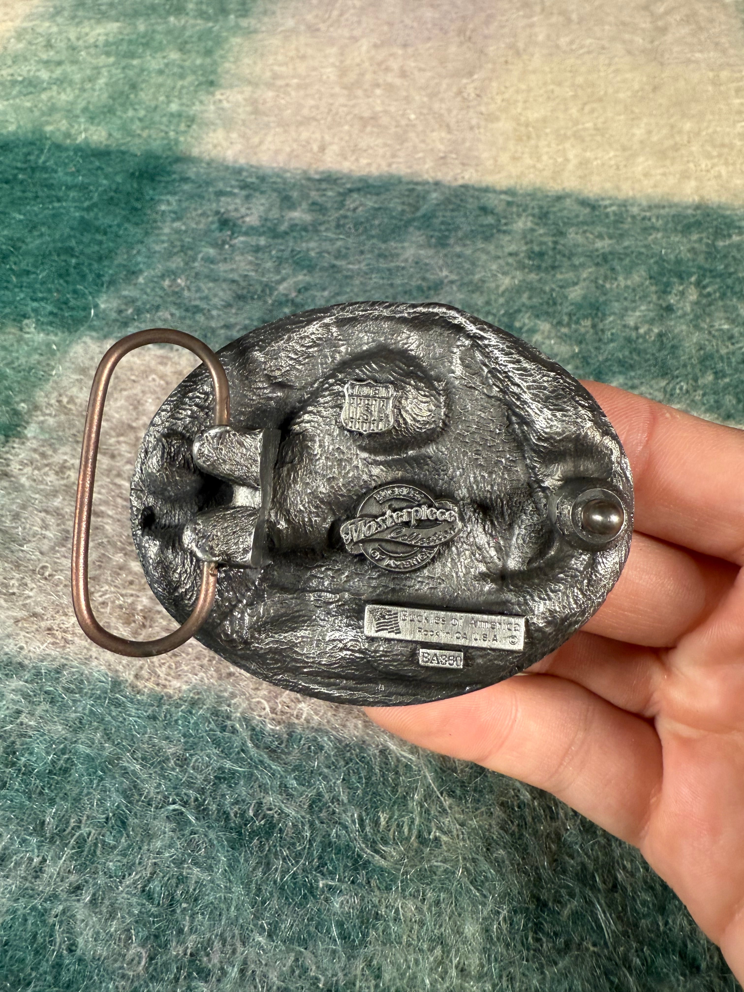 Vintage Trucker with Hawk Belt Buckle