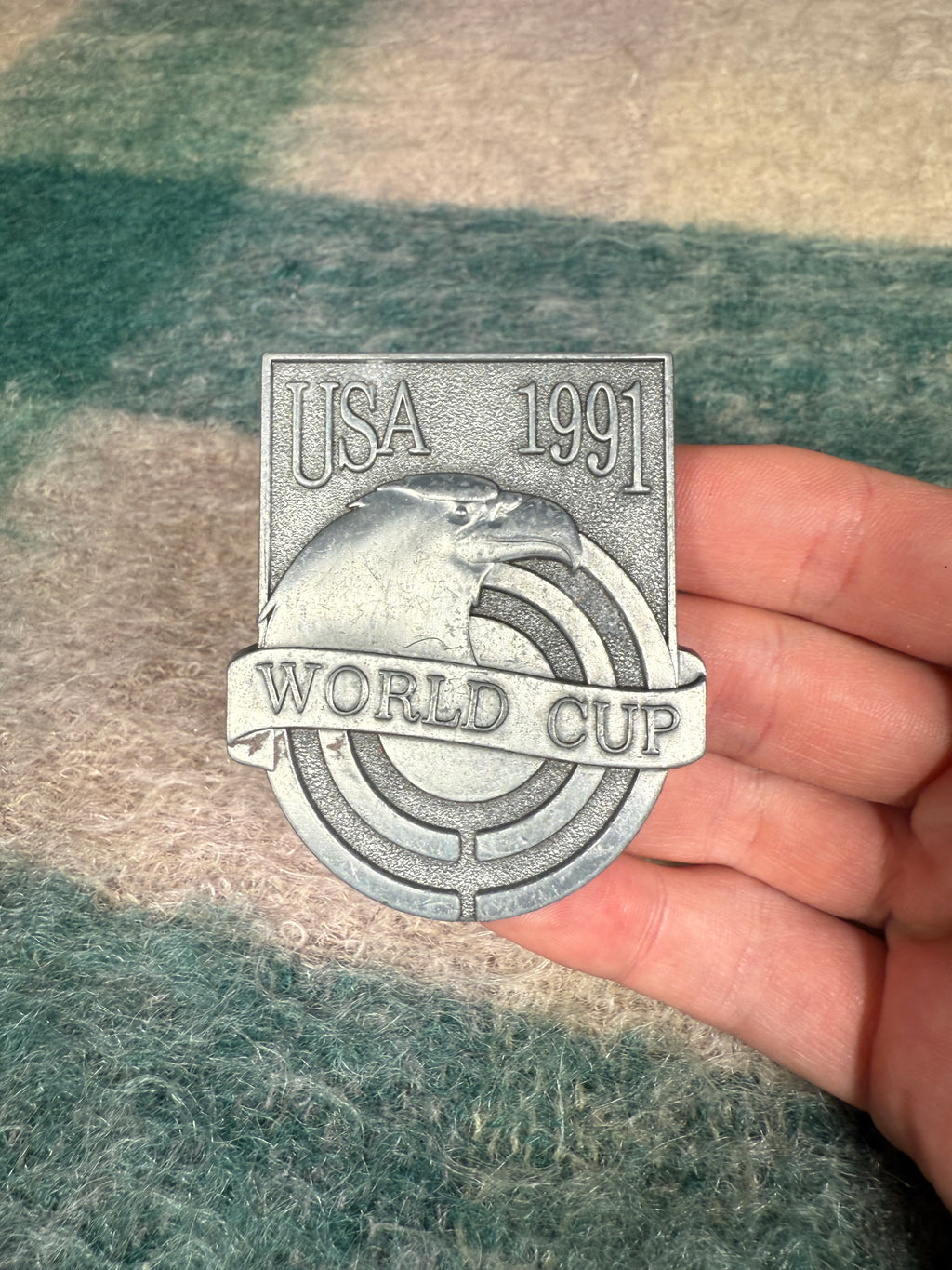 Vintage 1991 World Cup Soccer Belt Buckle