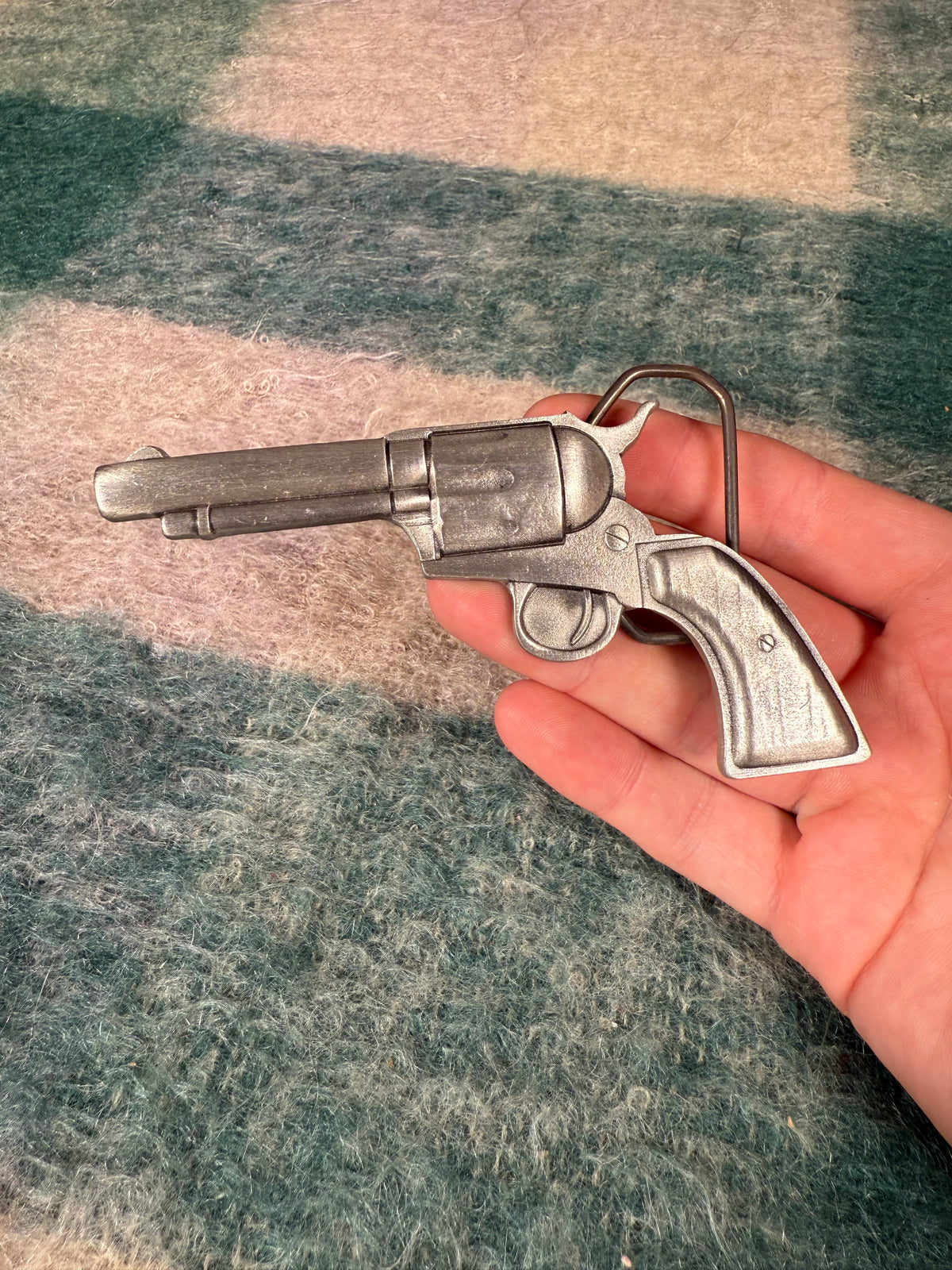 Vintage No Color Revolver Belt Buckle