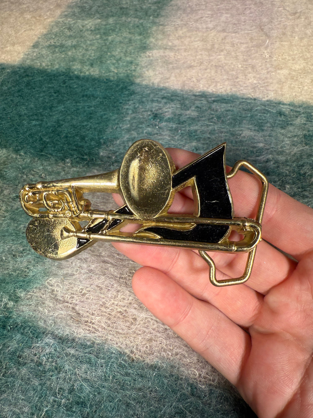 Vintage 80s Trombone Belt Buckle