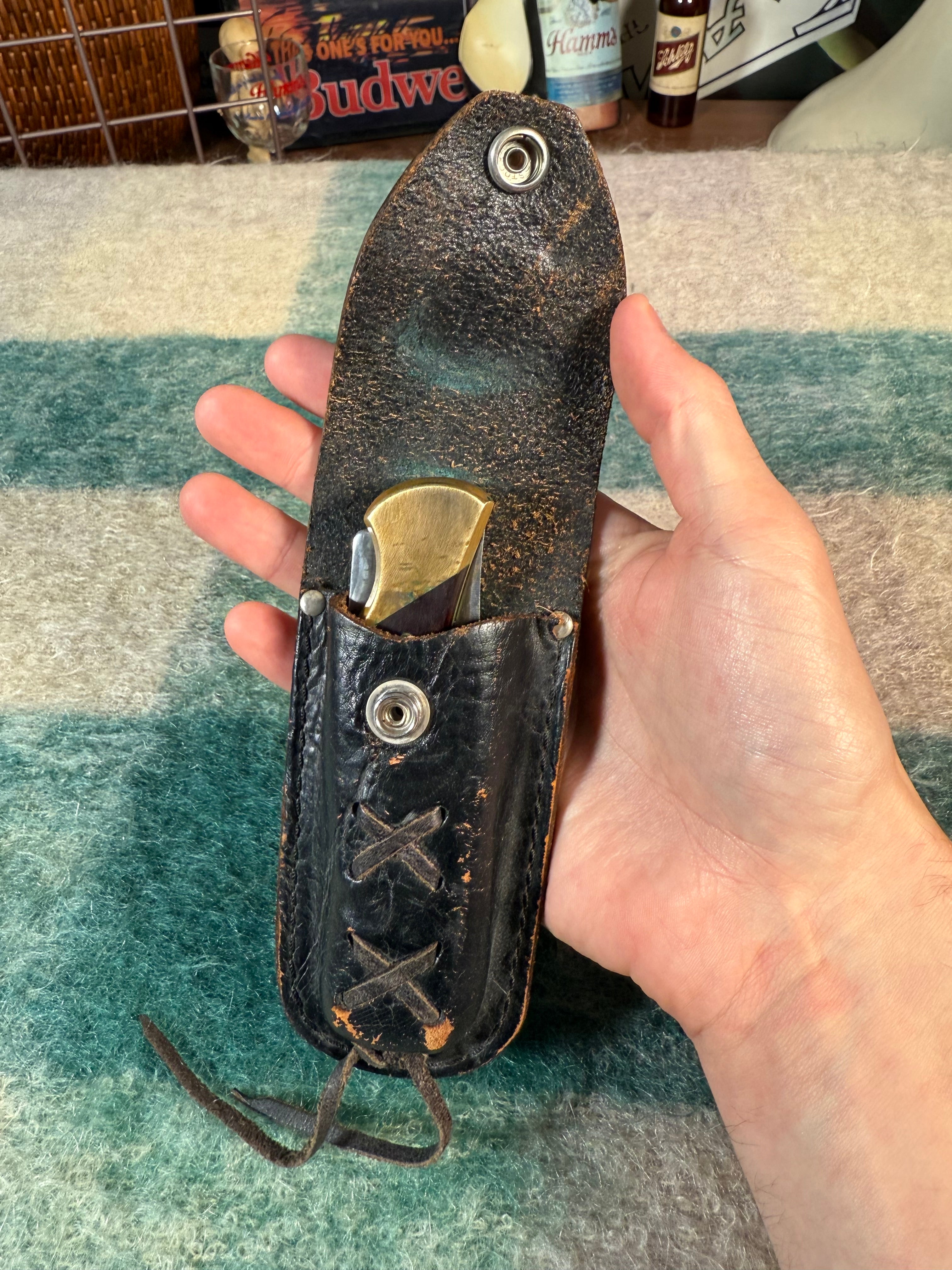 Vintage Harley Davidson Uncle Henry Knife with Leather Case