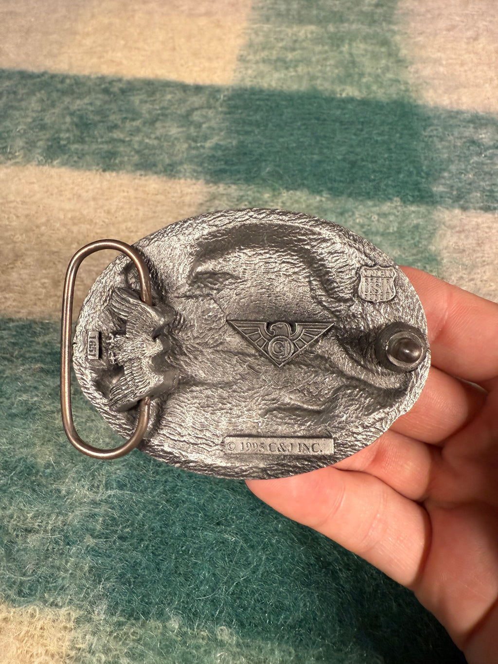 Vintage 1995 USA Land of the Free Belt Buckle