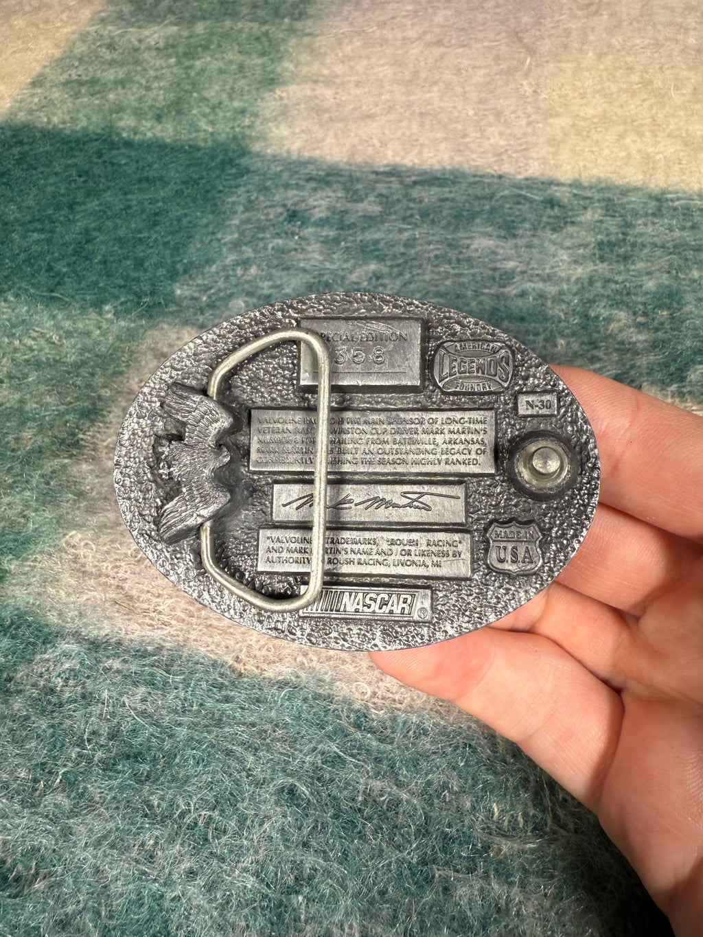 Vintage Mark Martin Valvoline Nascar Belt Buckle