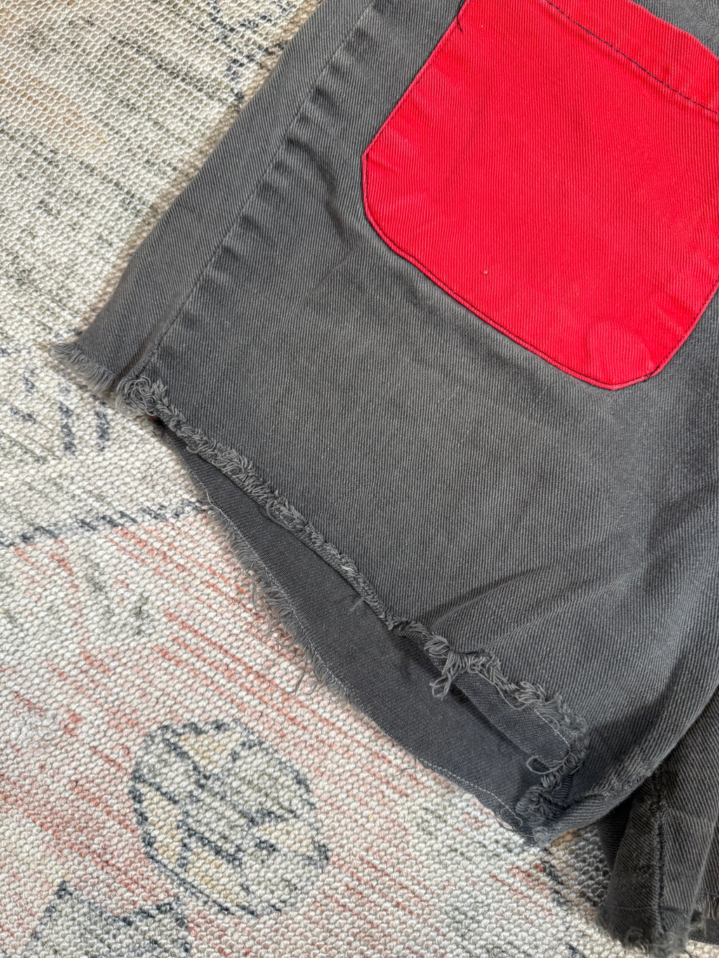 Vintage 70s Custom Red and Black Jean Shorts (36)