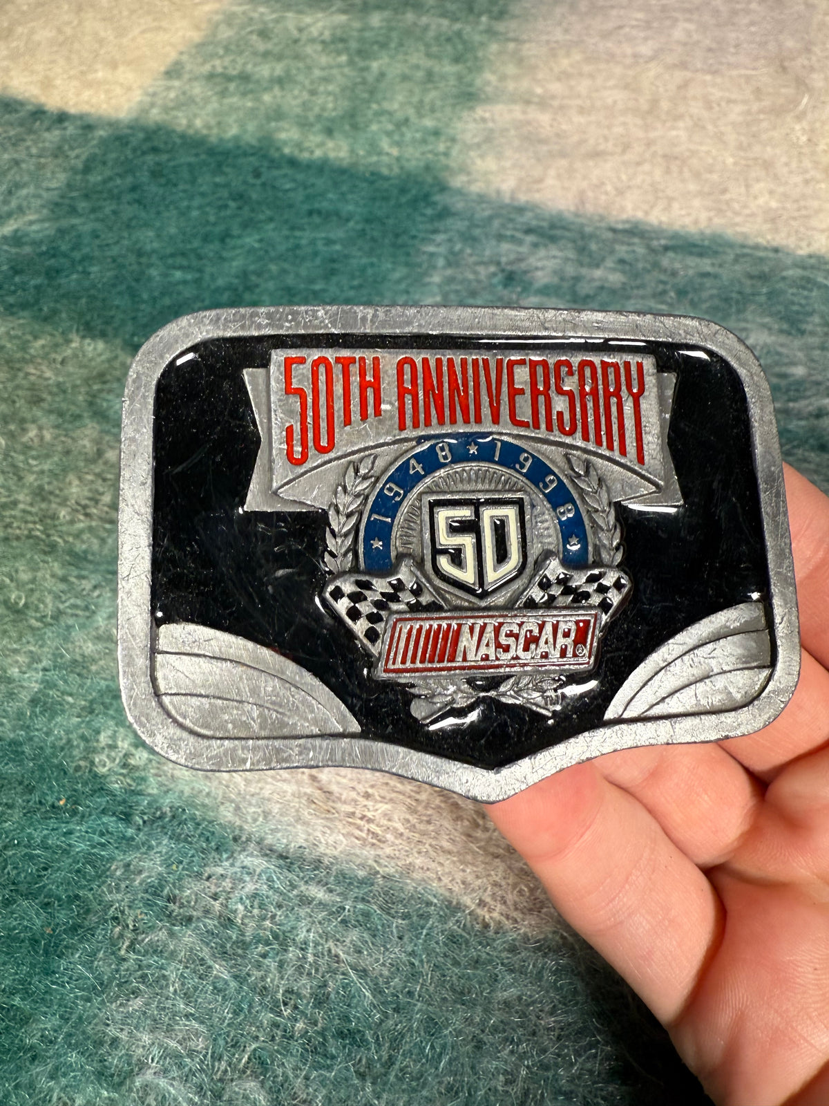 Vintage 1998 Nascar 50th Anniversary Belt Buckle