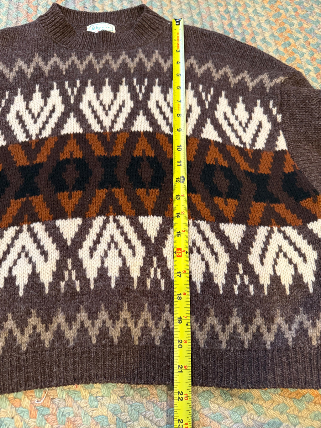 Vintage Benetton Shetland Wool Pattern Sweater (WM)
