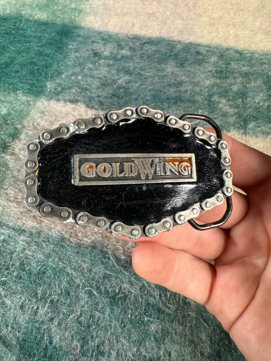 Vintage Gold Wing Motorcycle Bike Chain Belt Buckle