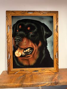 Vintage Rottweiler Velvet Painting