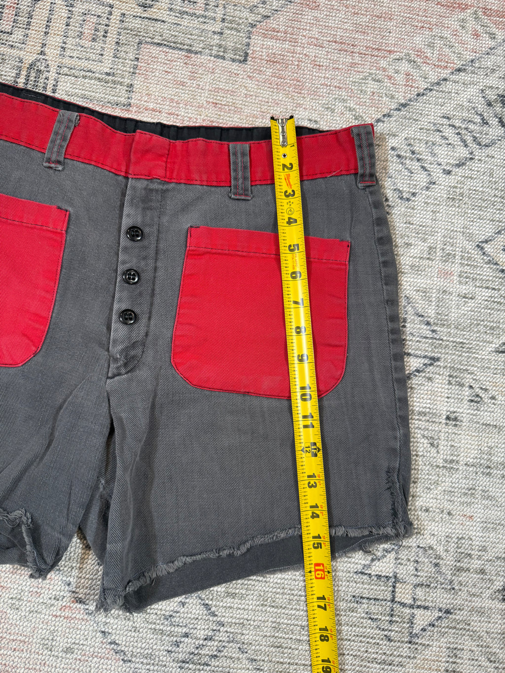 Vintage 70s Custom Red and Black Jean Shorts (36)
