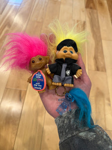 Lot of 3 Vintage Trolls - 1 Keychain, 2 Dolls