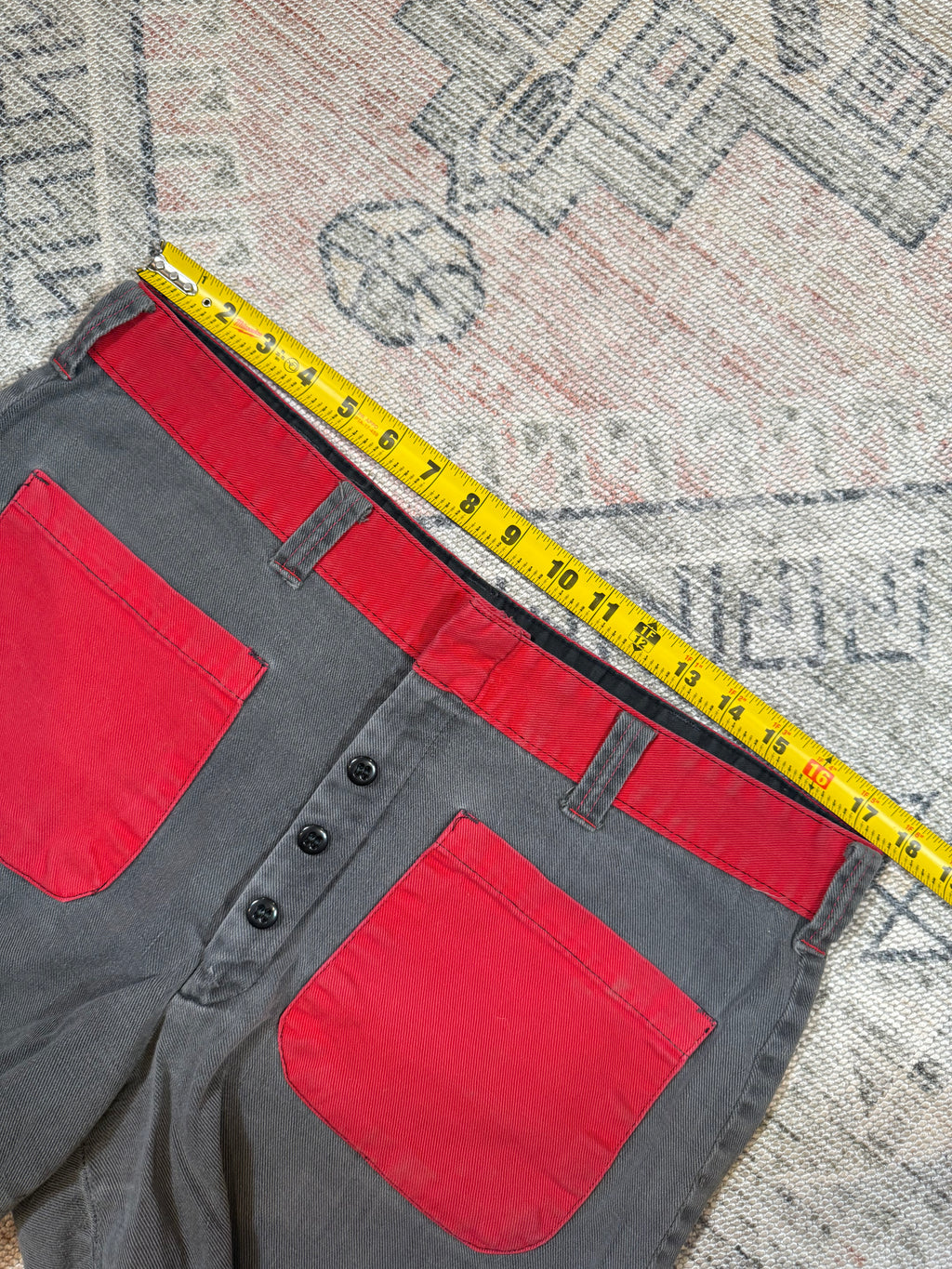 Vintage 70s Custom Red and Black Jean Shorts (36)