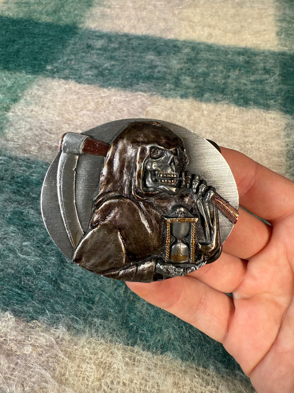 Vintage 90s Grim Reaper Belt Buckle