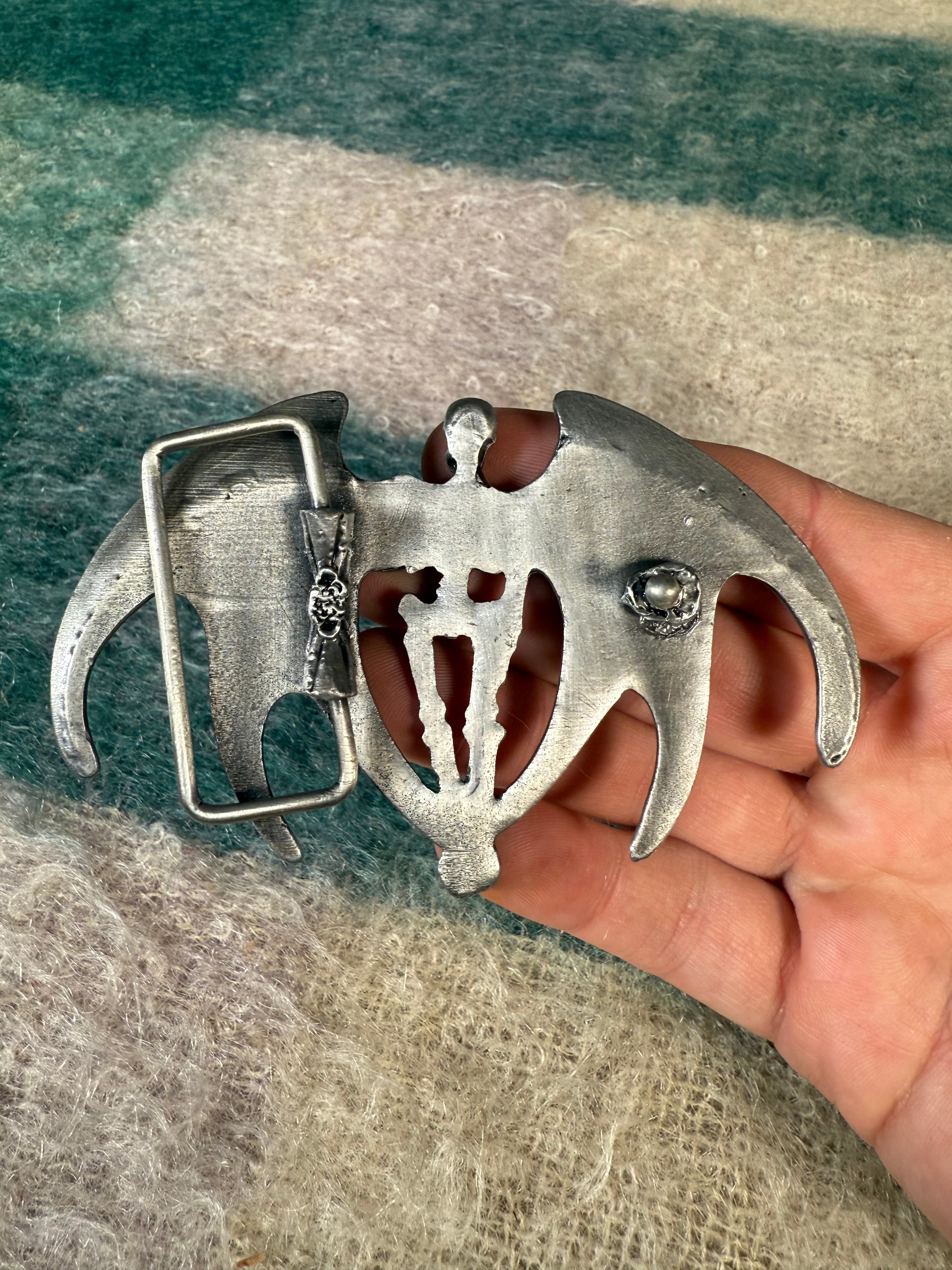 Vintage Winged Skeleton Belt Buckle