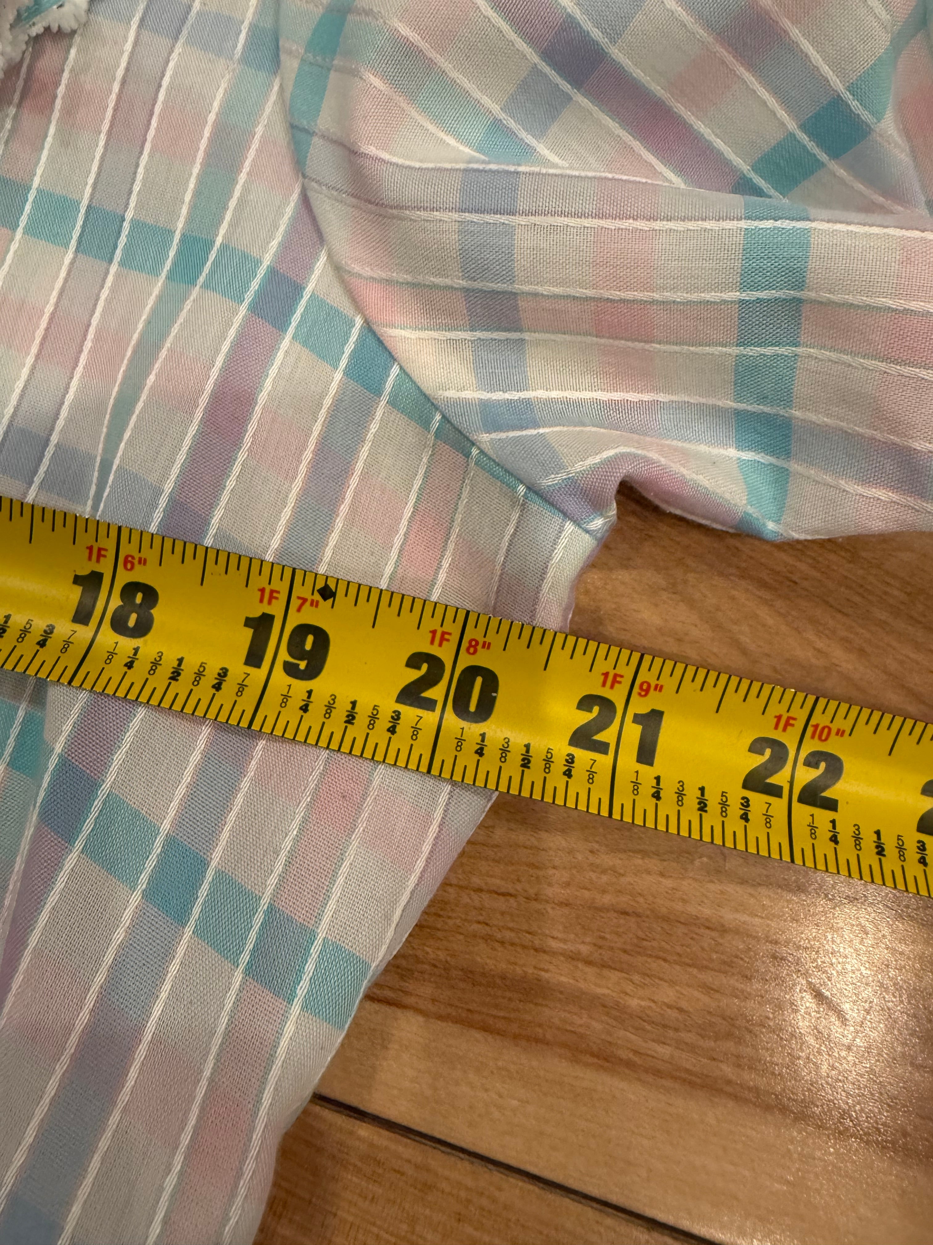Vintage Karman Pink and Blue Western Pearl Snap Shirt (WM)