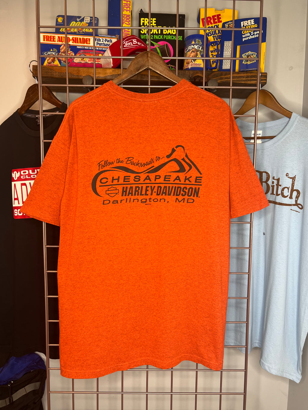 2000s Orange Harley Davidson Double Sided Shirt (XL)