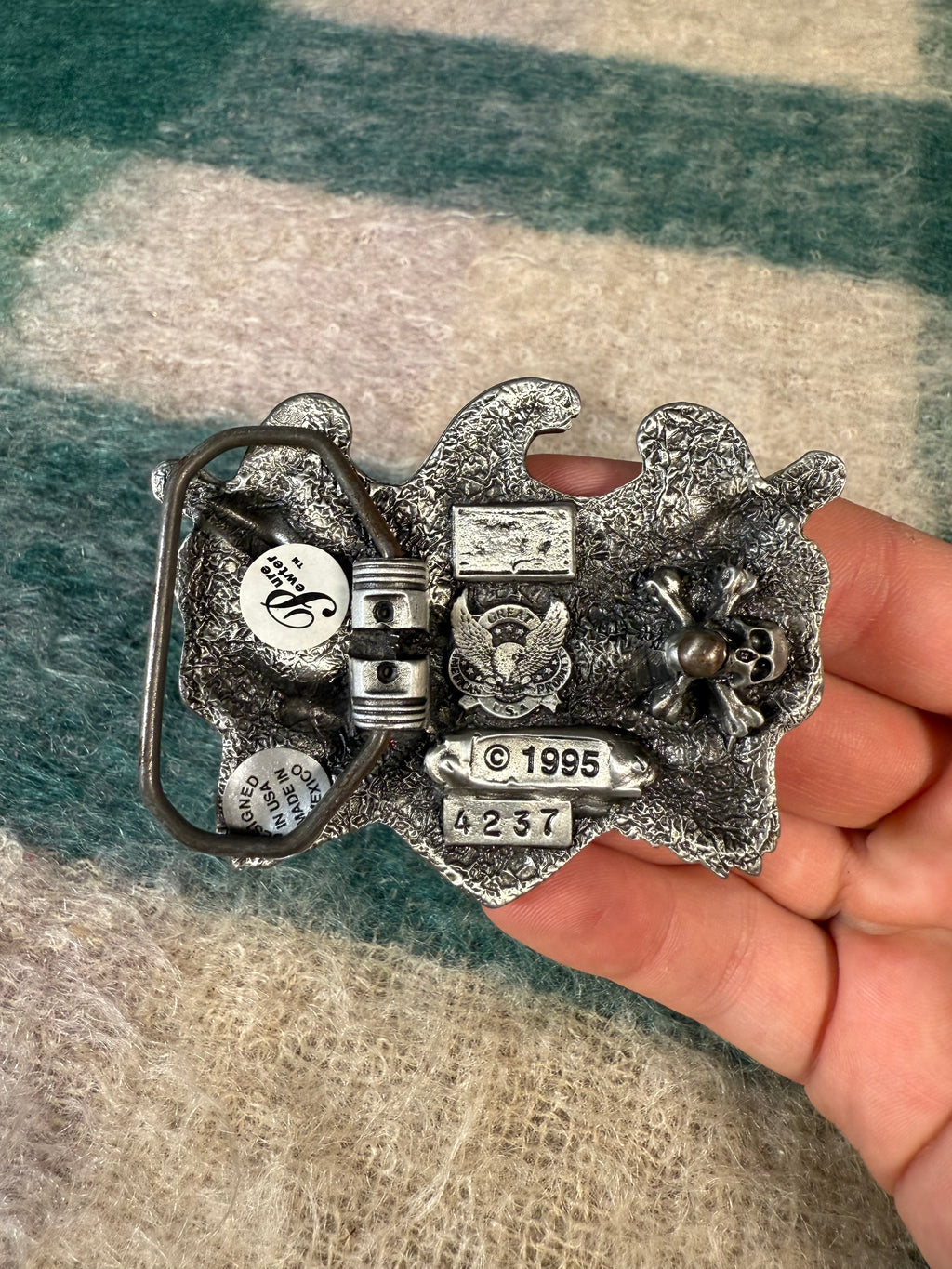 Vintage Chrome Warrior Eagle Belt Buckle