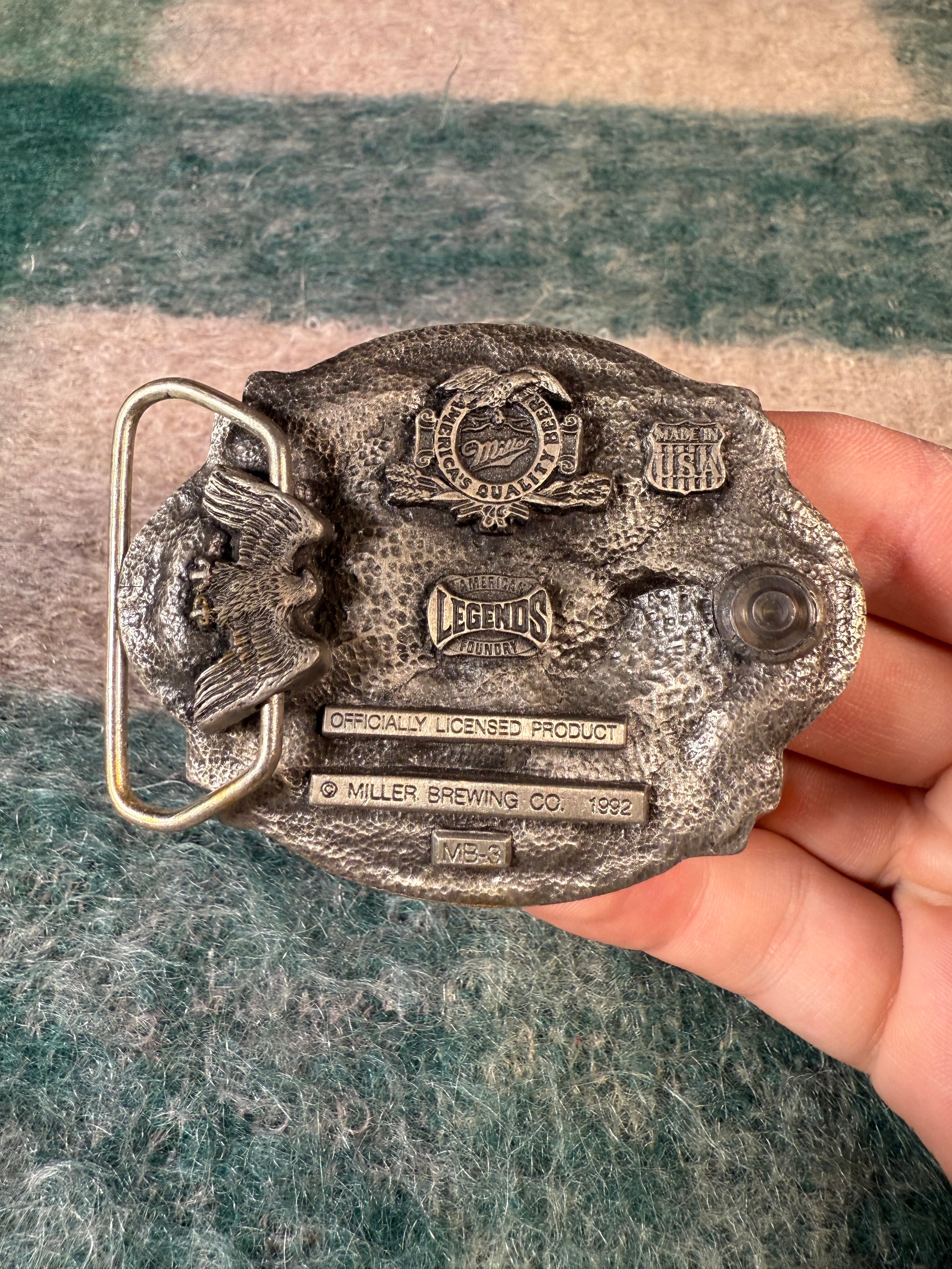 Vintage Buy That Man A Miller High Life Football Belt Buckle