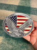 Vintage 2002 Bald Eagle Flag Belt Buckle