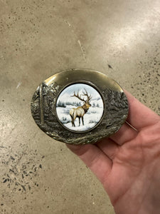 Vintage Elk Circle Belt Buckle
