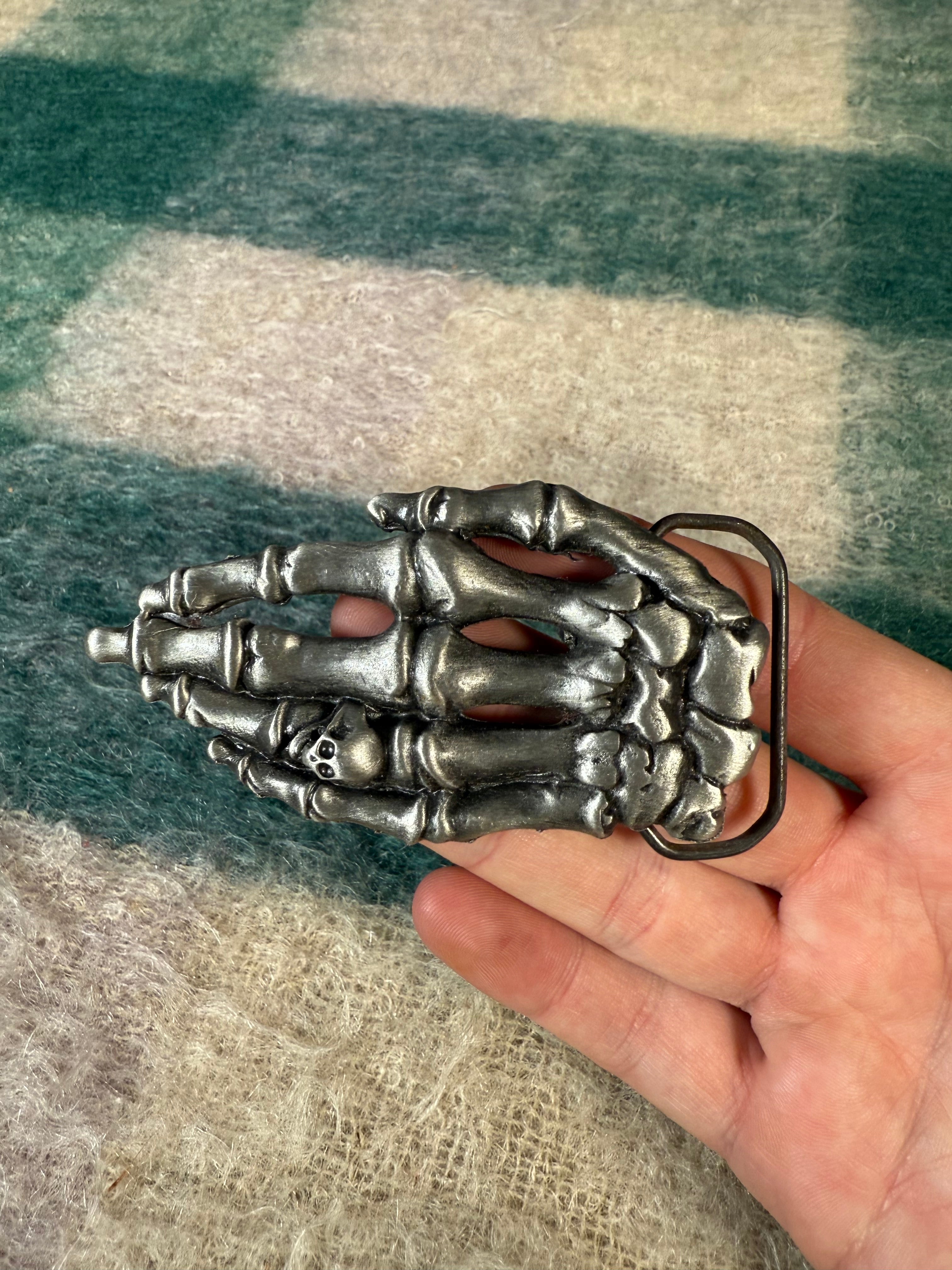 Vintage Skeleton Hand Belt Buckle