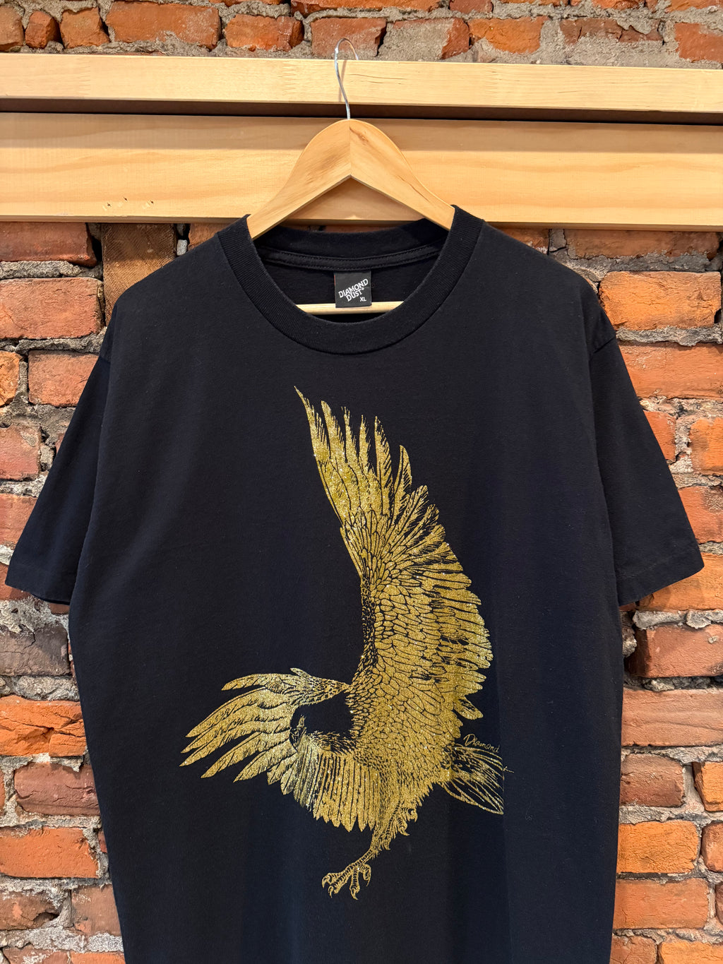 Vintage Diamond Dust Sparkling Gold Eagle Shirt (XL)