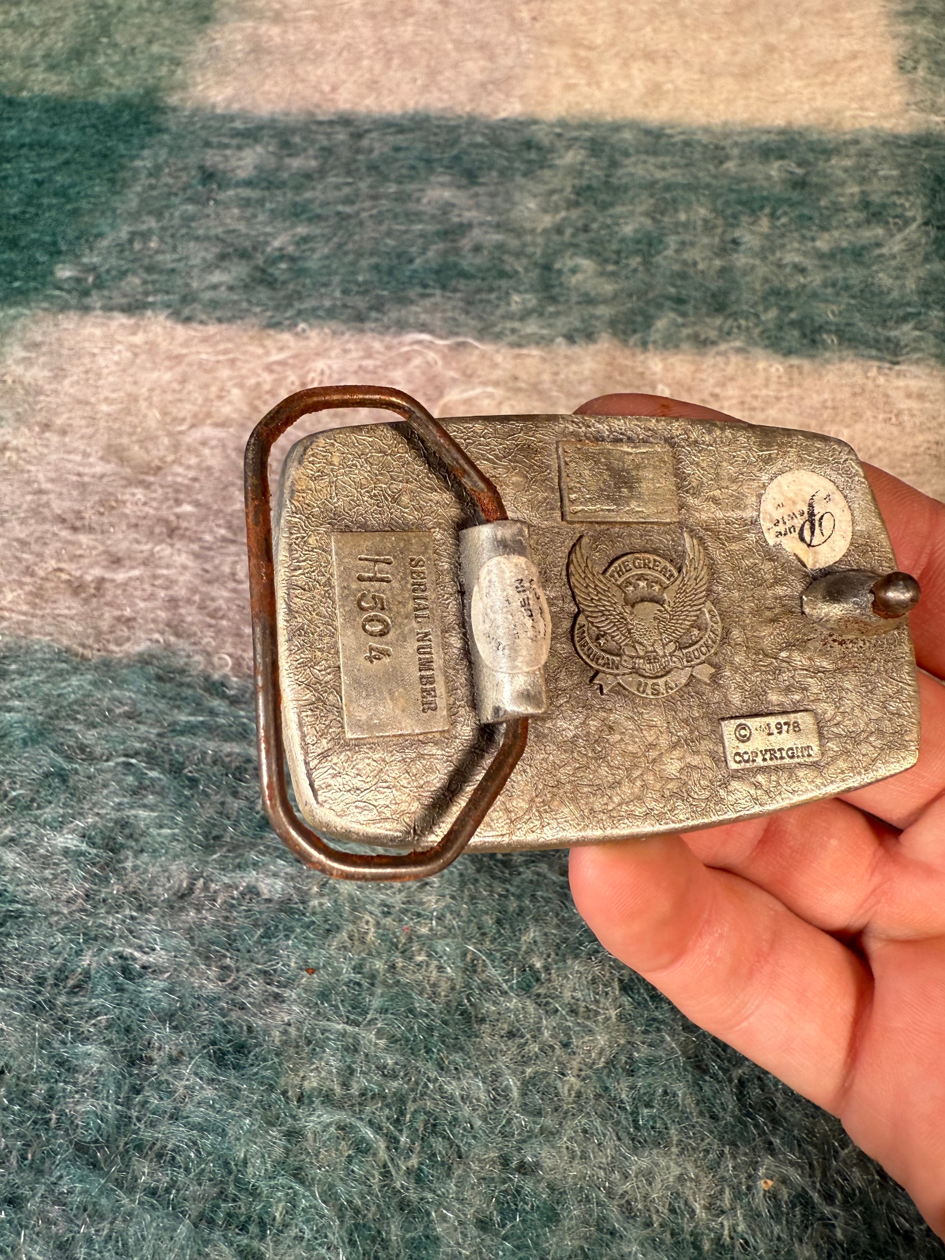 Vintage Silver and Blue Eagle Belt Buckle