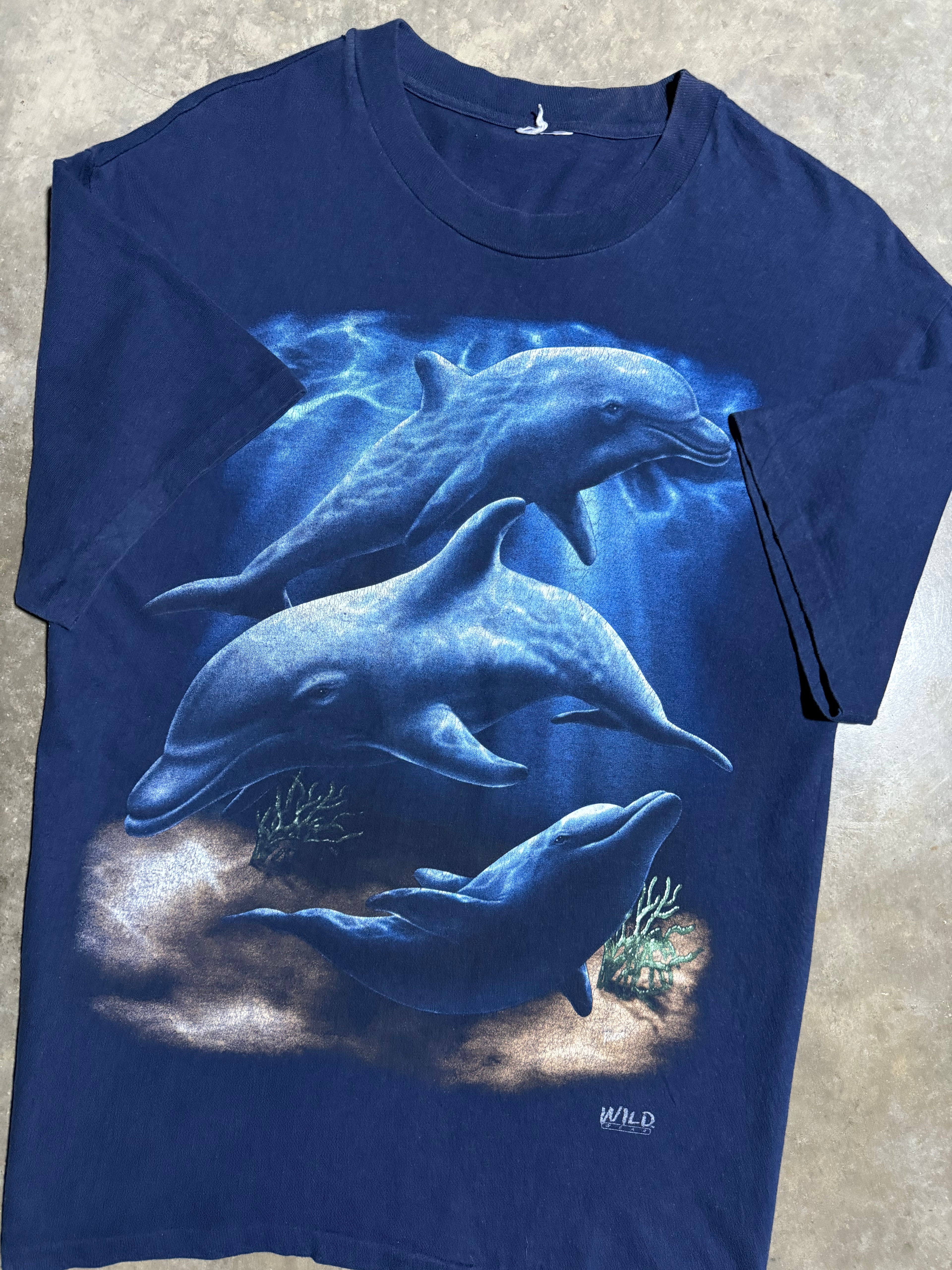 Vintage Dolphins Big Print Shirt (L)