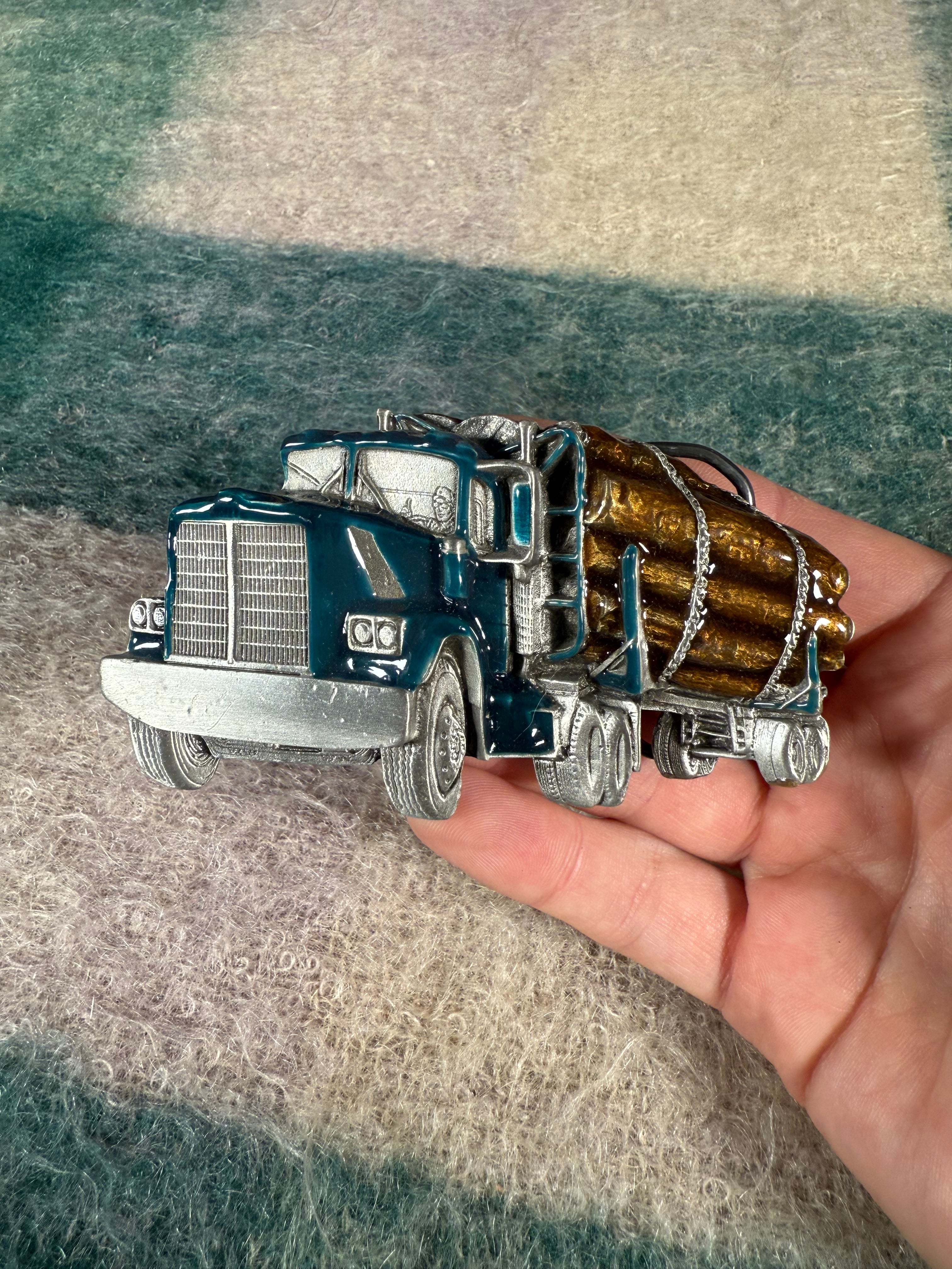 Vintage Logger Truck 3D Belt Buckle