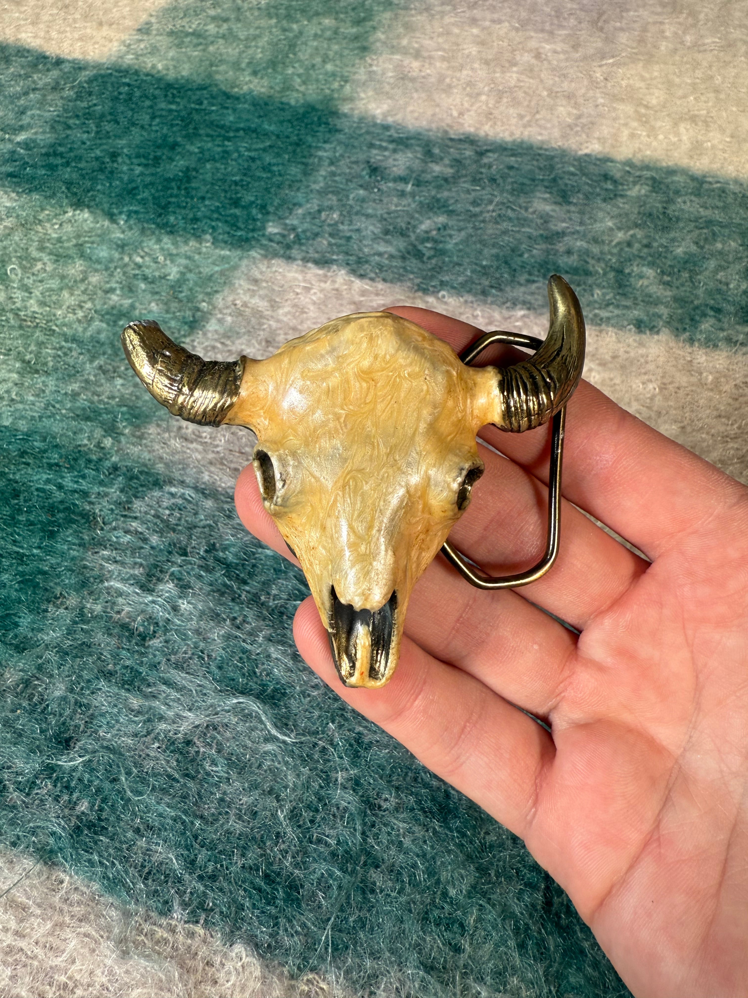 Vintage Cow Skull 3D Belt Buckle