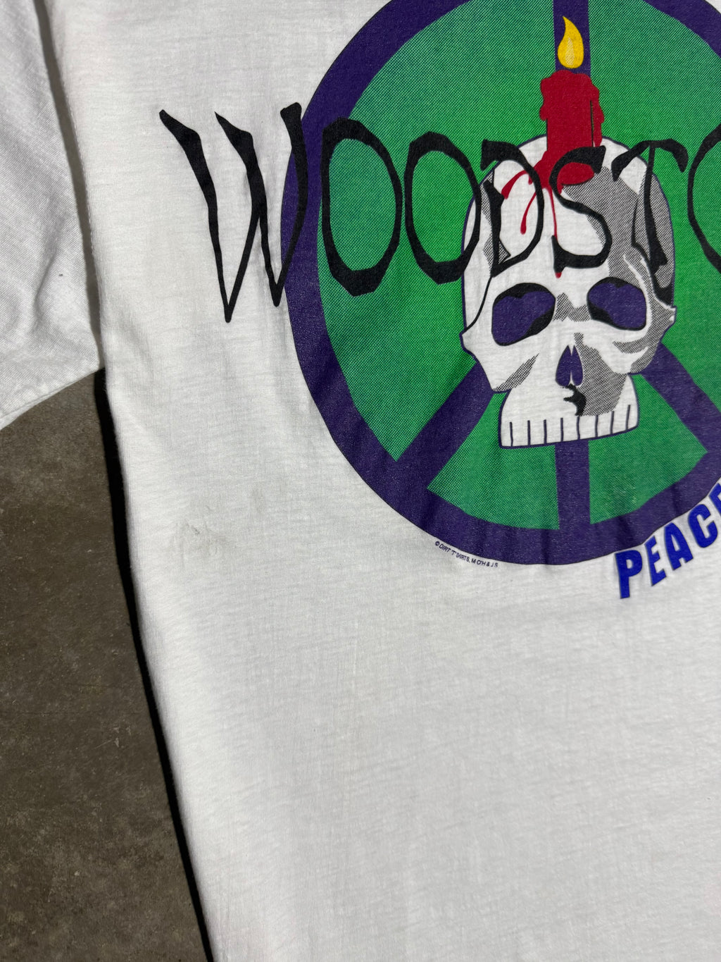 Vintage Woodstock Peacebomb Skull T-Shirt (L/XL)