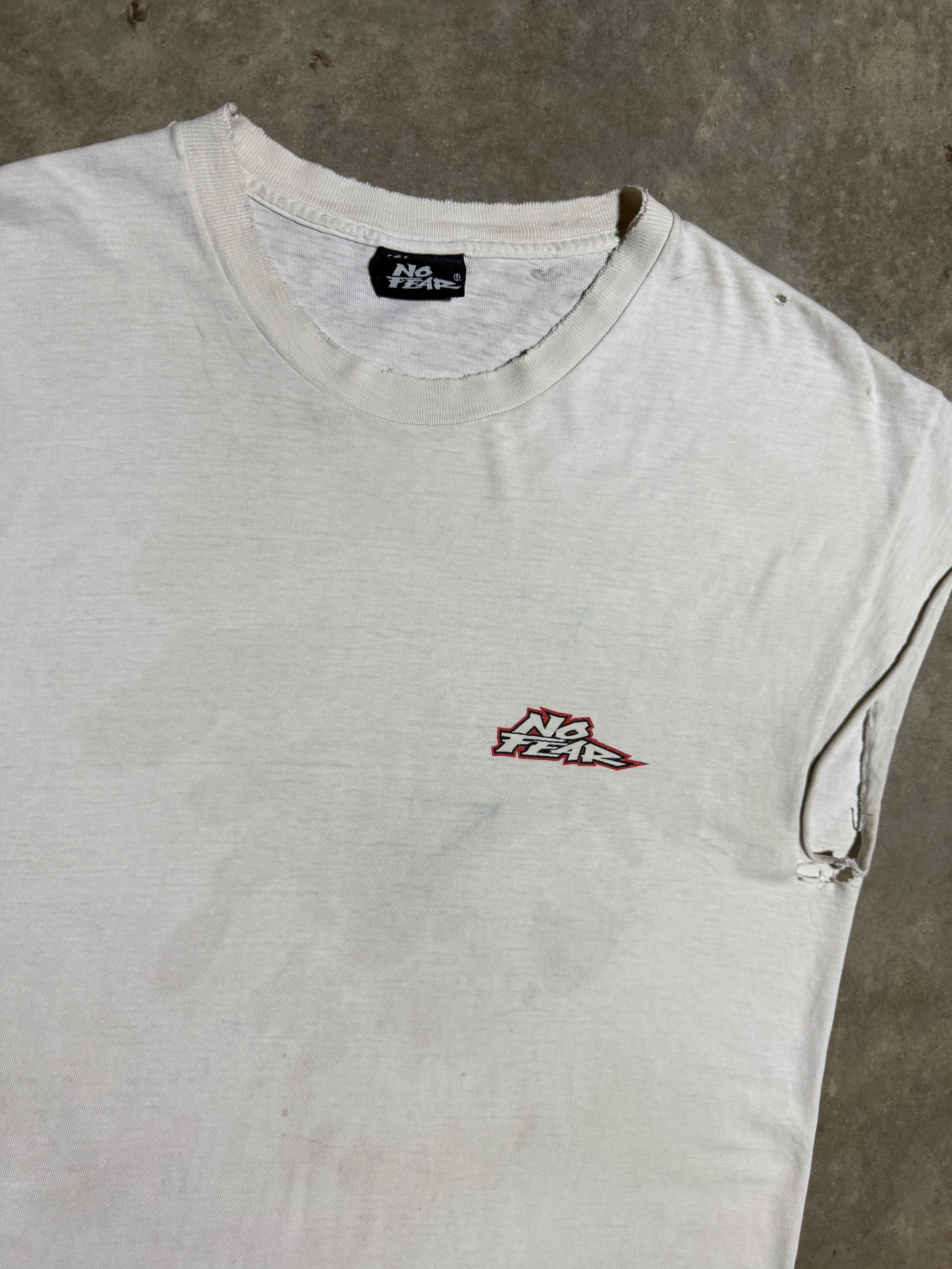 Vintage No Fear Can of Whoop-Ass Distressed Cutoff Tee (L)