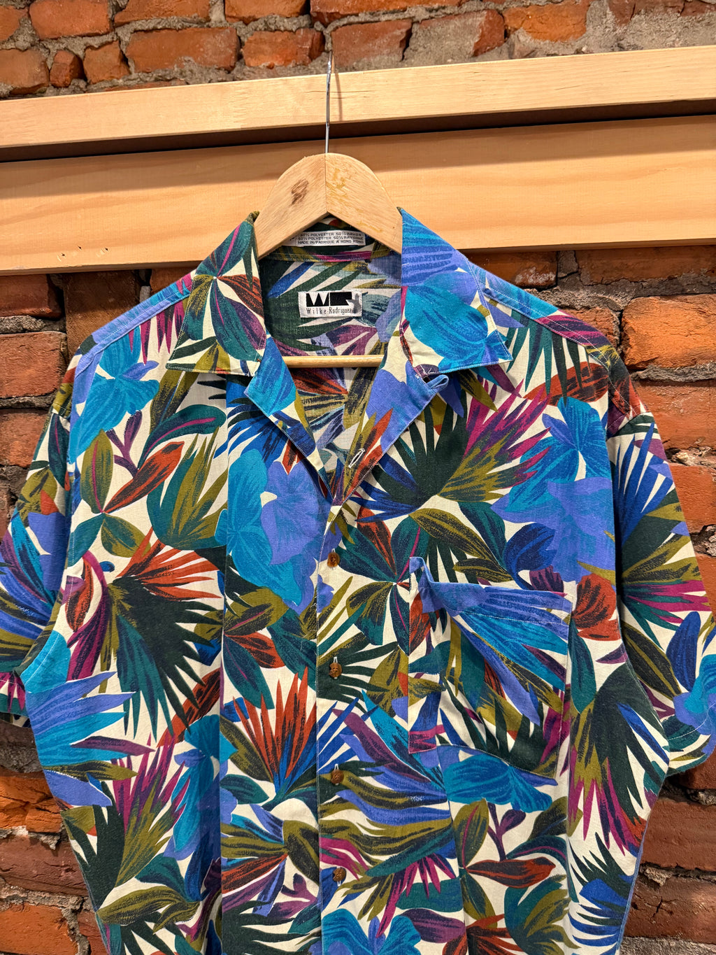 Vintage 90s Wilke Rodriguez Loop Collar Floral Shirt (M)