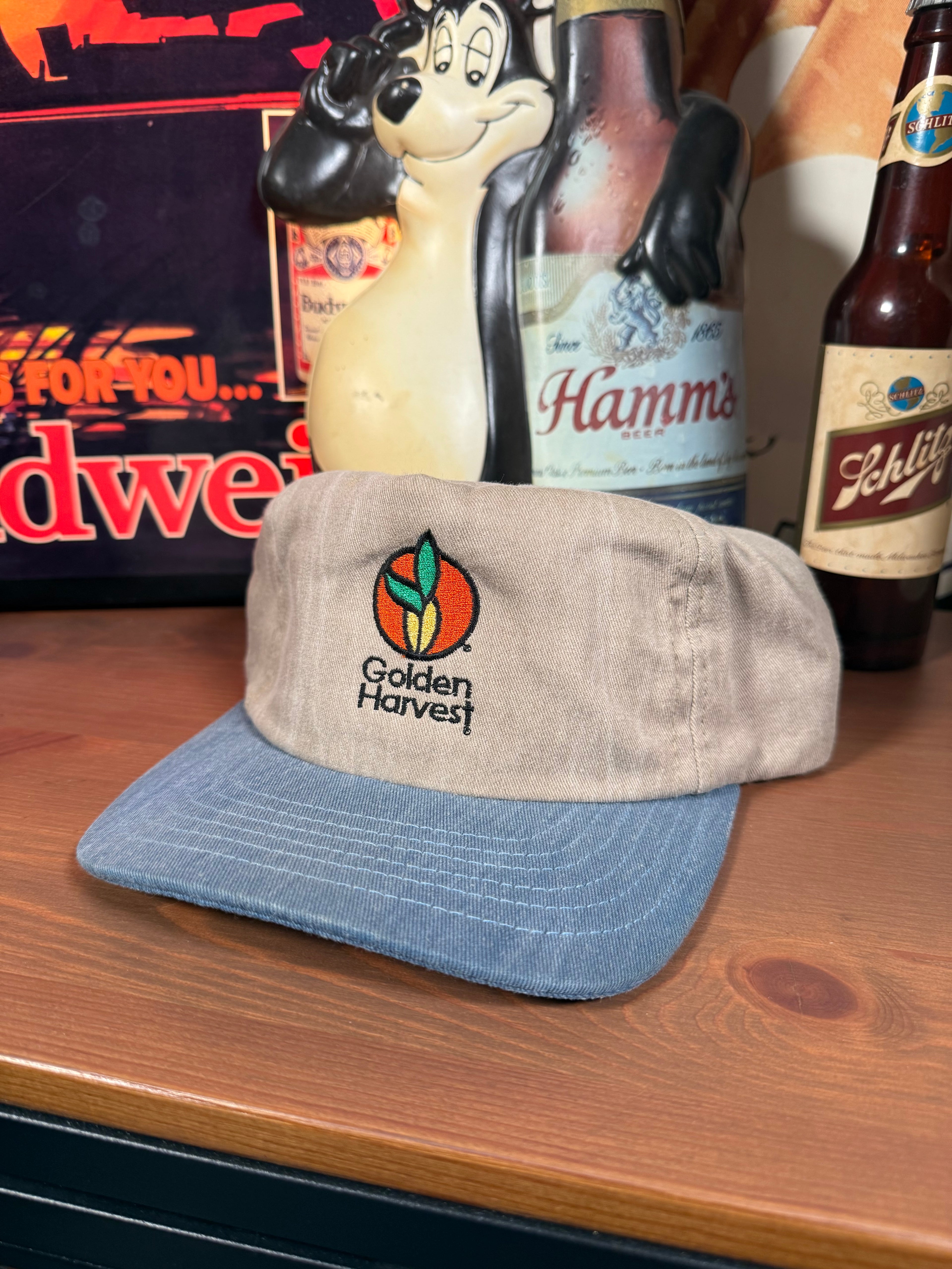 Vintage Golden Harvest Denim Two Tone K Products Snapback Hat