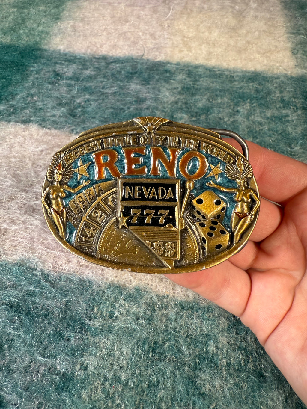 Vintage Reno Slot Machine Belt Buckle