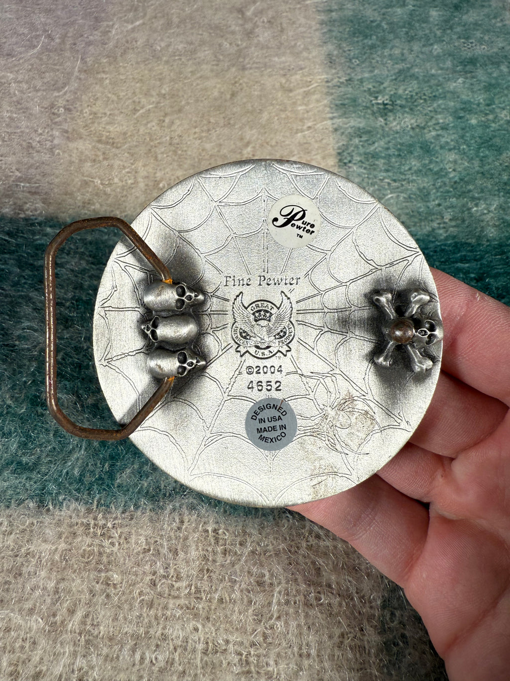 Vintage 2004 Spiderweb Cross Belt Buckle