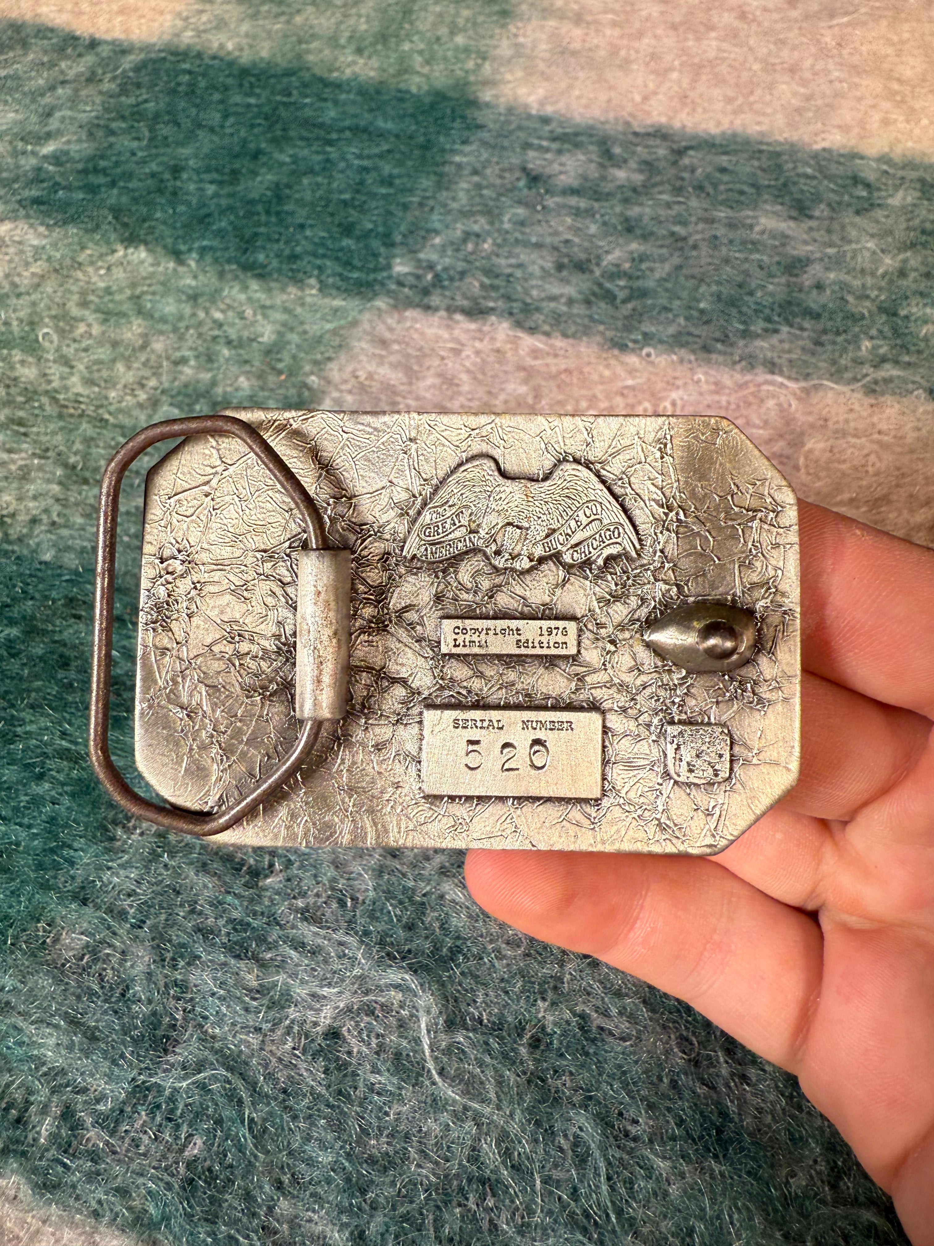 Vintage Green and Gold Deer Belt Buckle