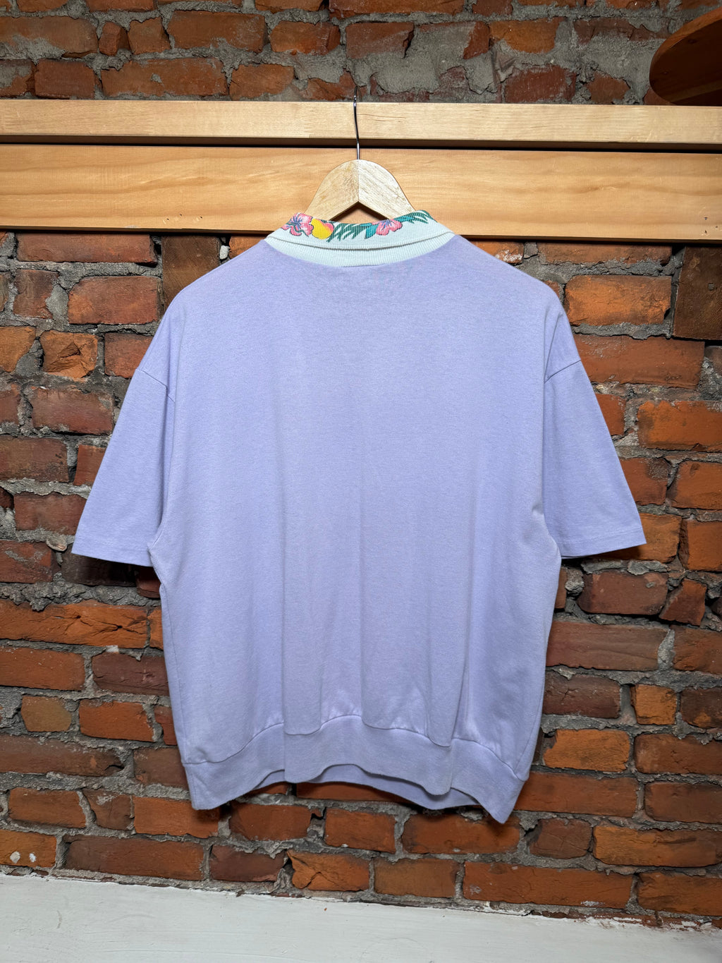 Vintage Purple Floral Short Sleeve Sweatshirt (XL)