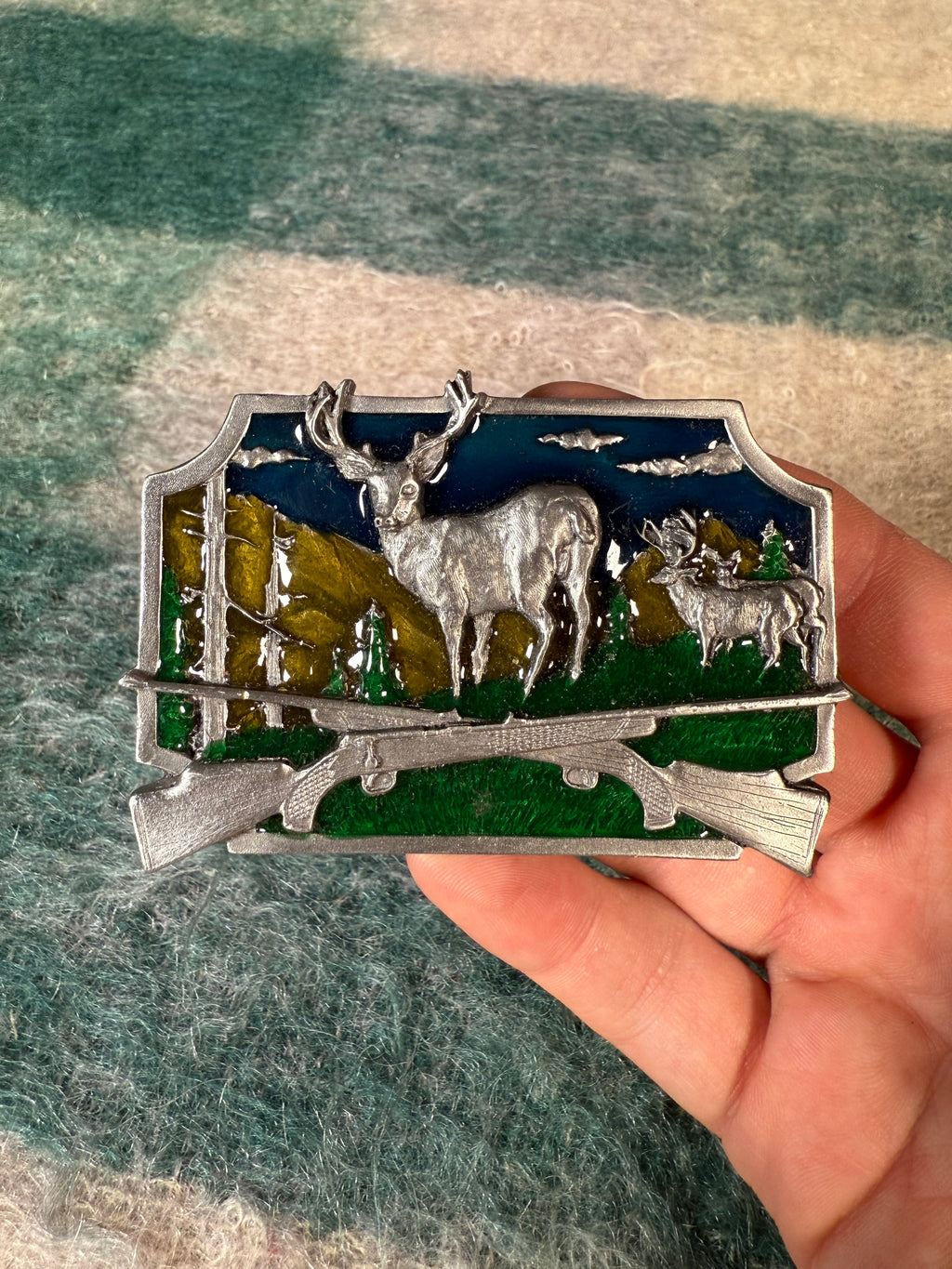 Vintage Buck Hunting Belt Buckle