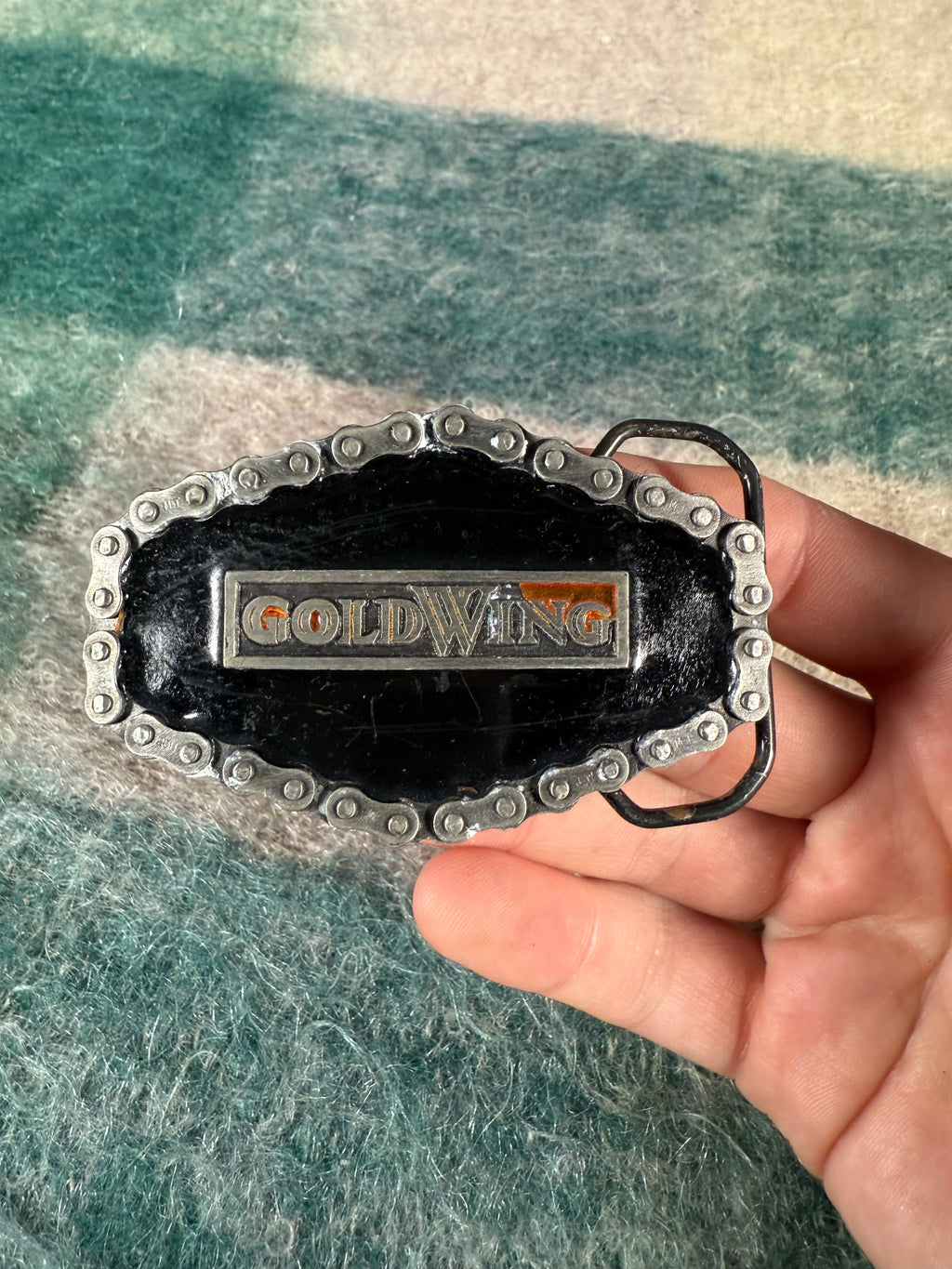 Vintage Gold Wing Motorcycle Bike Chain Belt Buckle