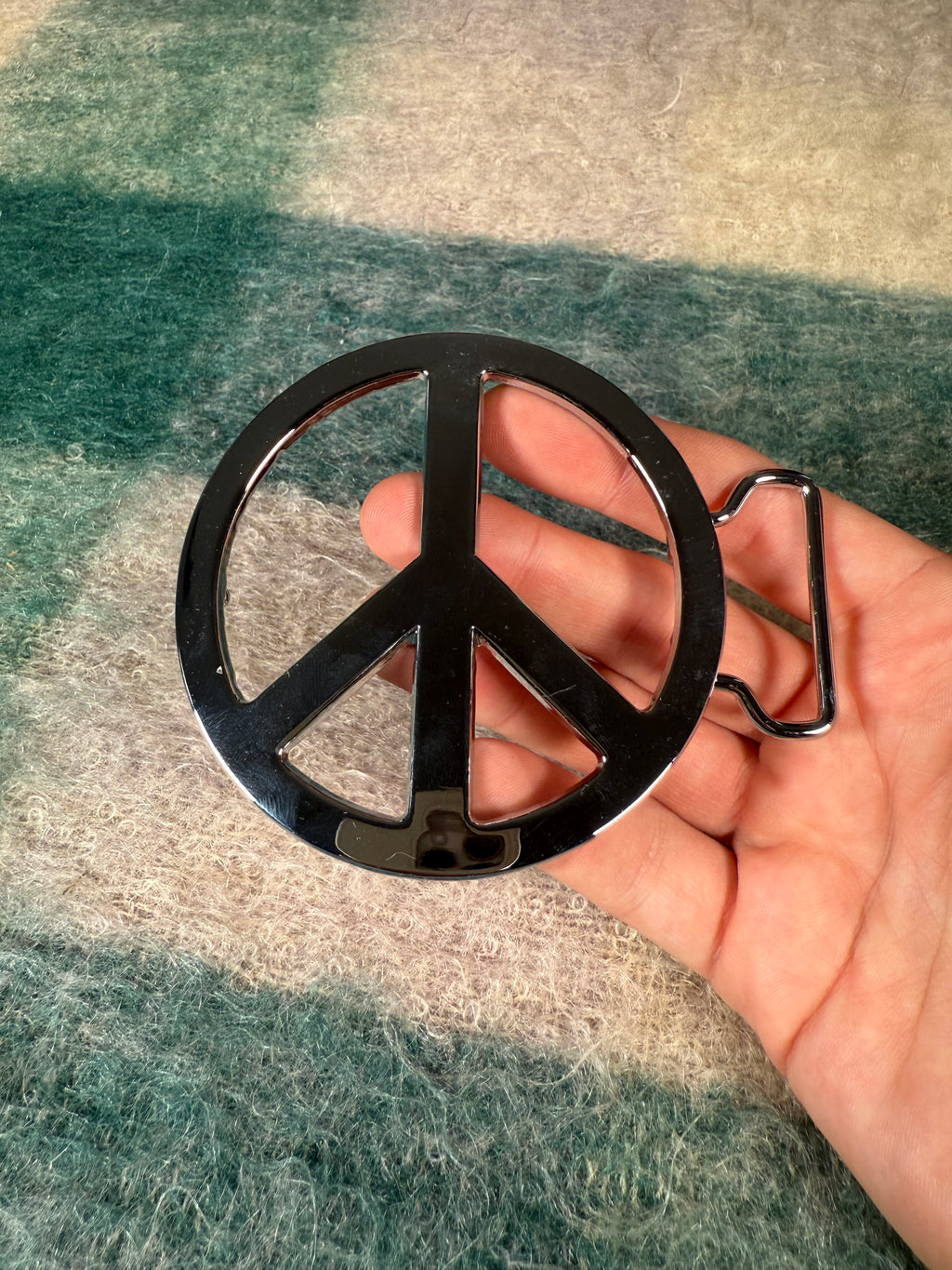 2000s Oversized Peace Belt Buckle