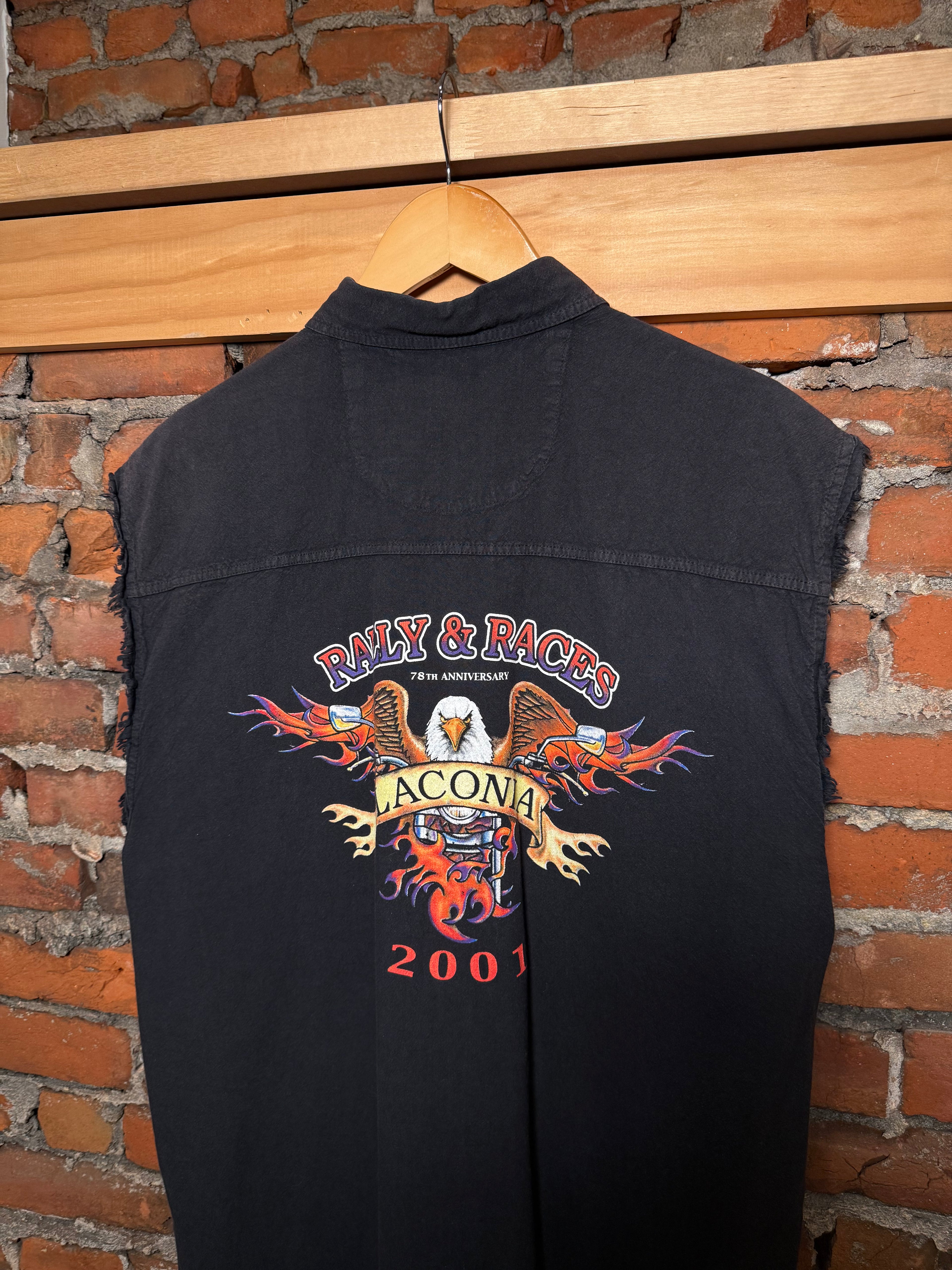 Vintage 2001 Laconia Bike Week Cutoff Button Down Shirt (XL)