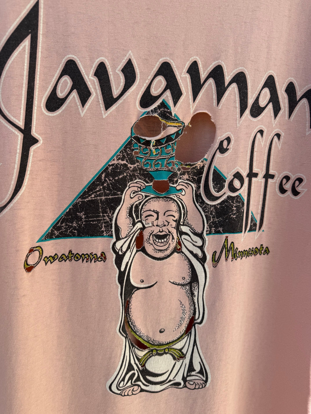 Vintage Distressed Javaman Coffee/Atlanta Georgia Mountain Gear Test Print Shirt (L/XL)