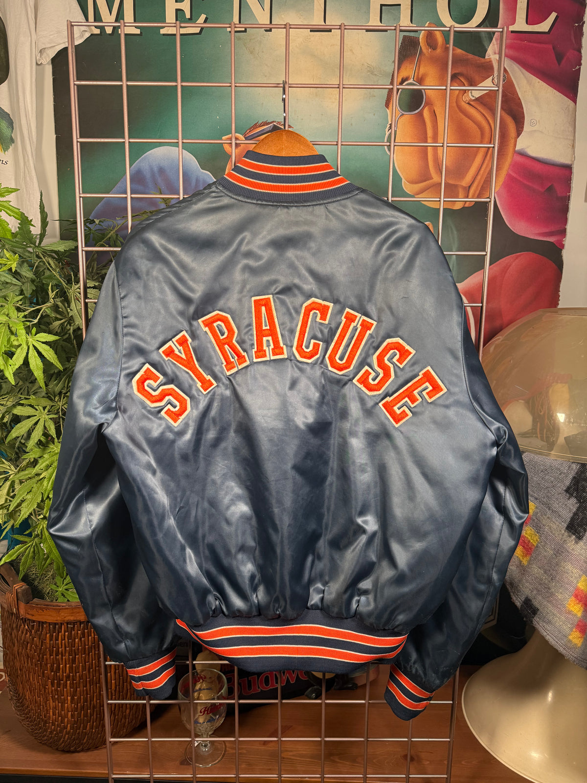 Vintage Syracuse Stitched Satin Bomber Jacket (L)