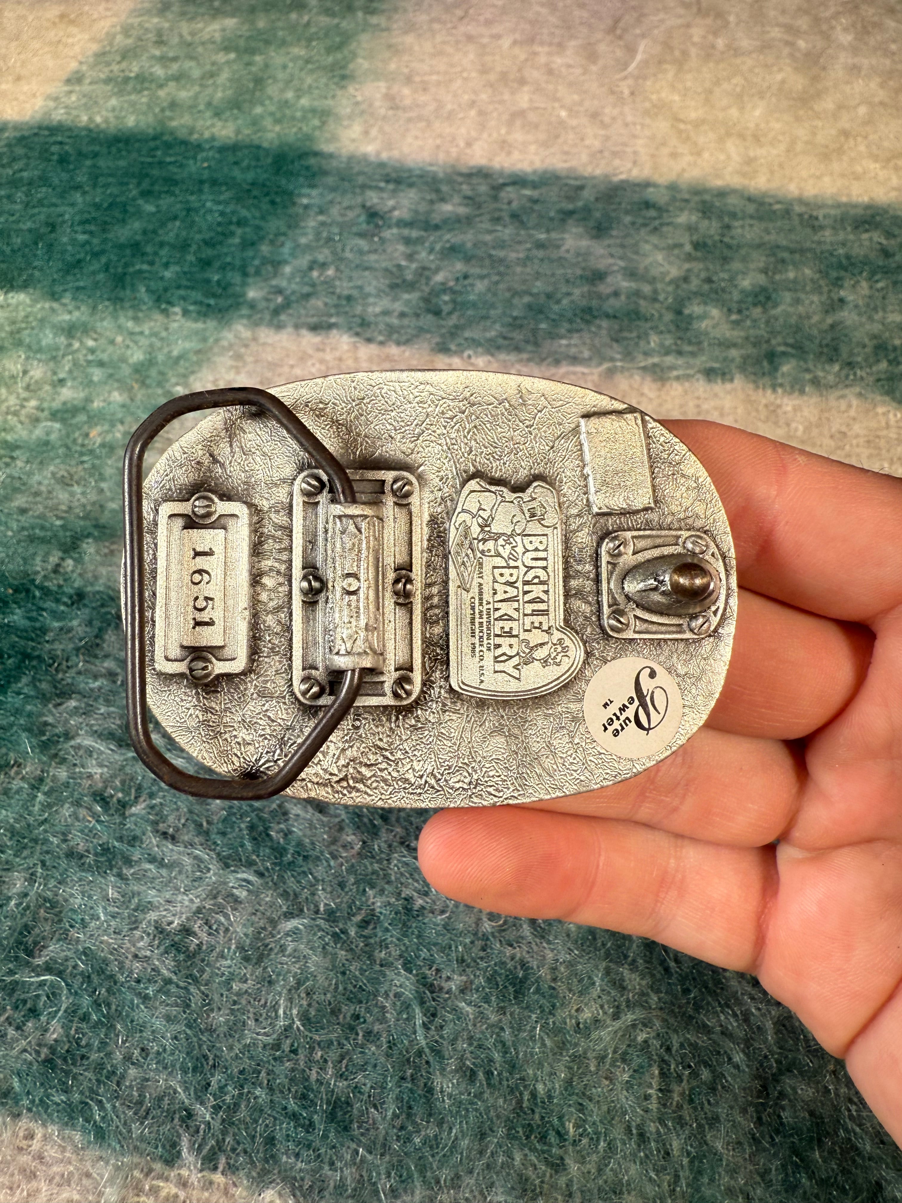 Vintage Black and White Pig Belt Buckle