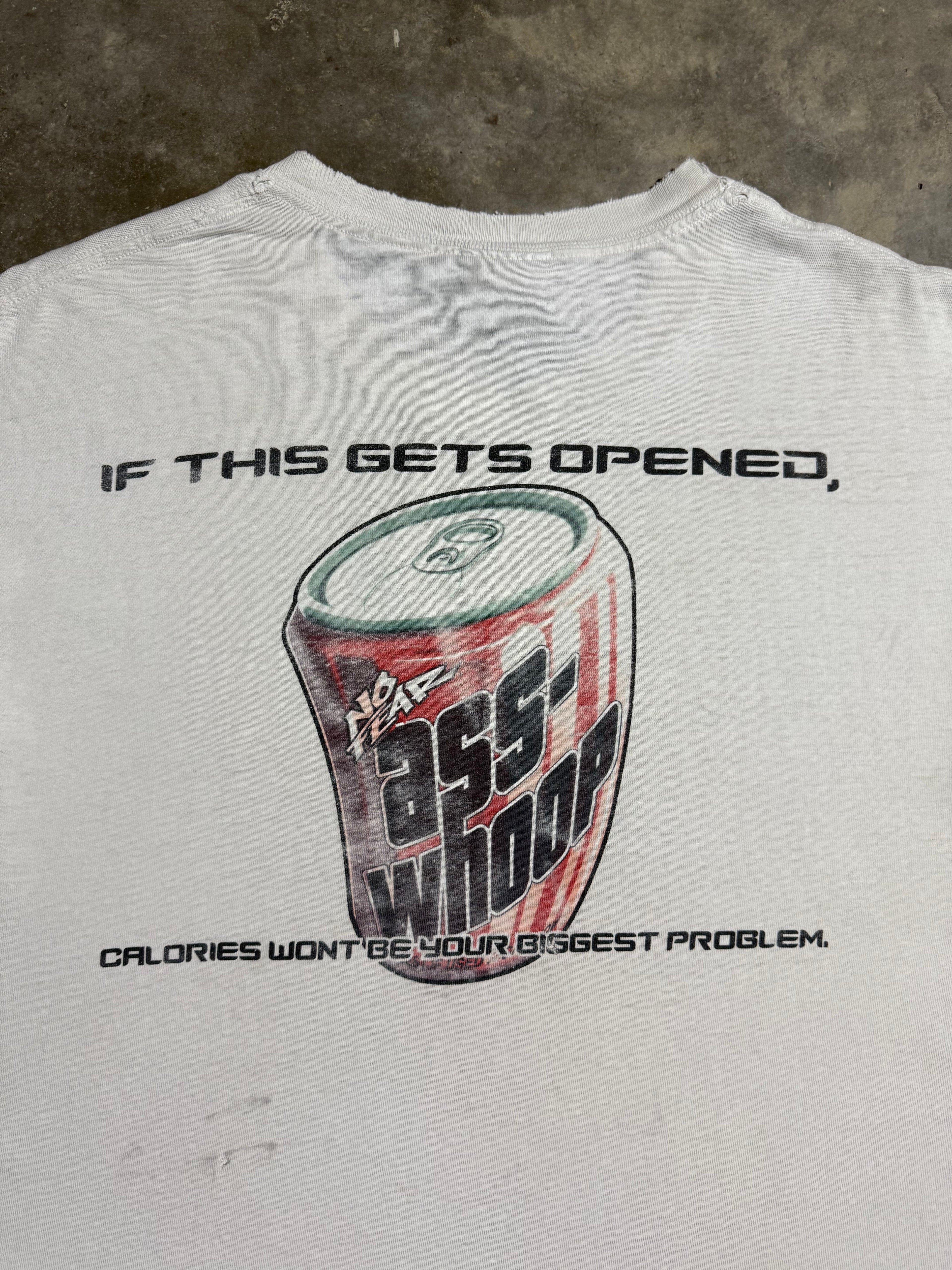 Vintage No Fear Can of Whoop-Ass Distressed Cutoff Tee (L)