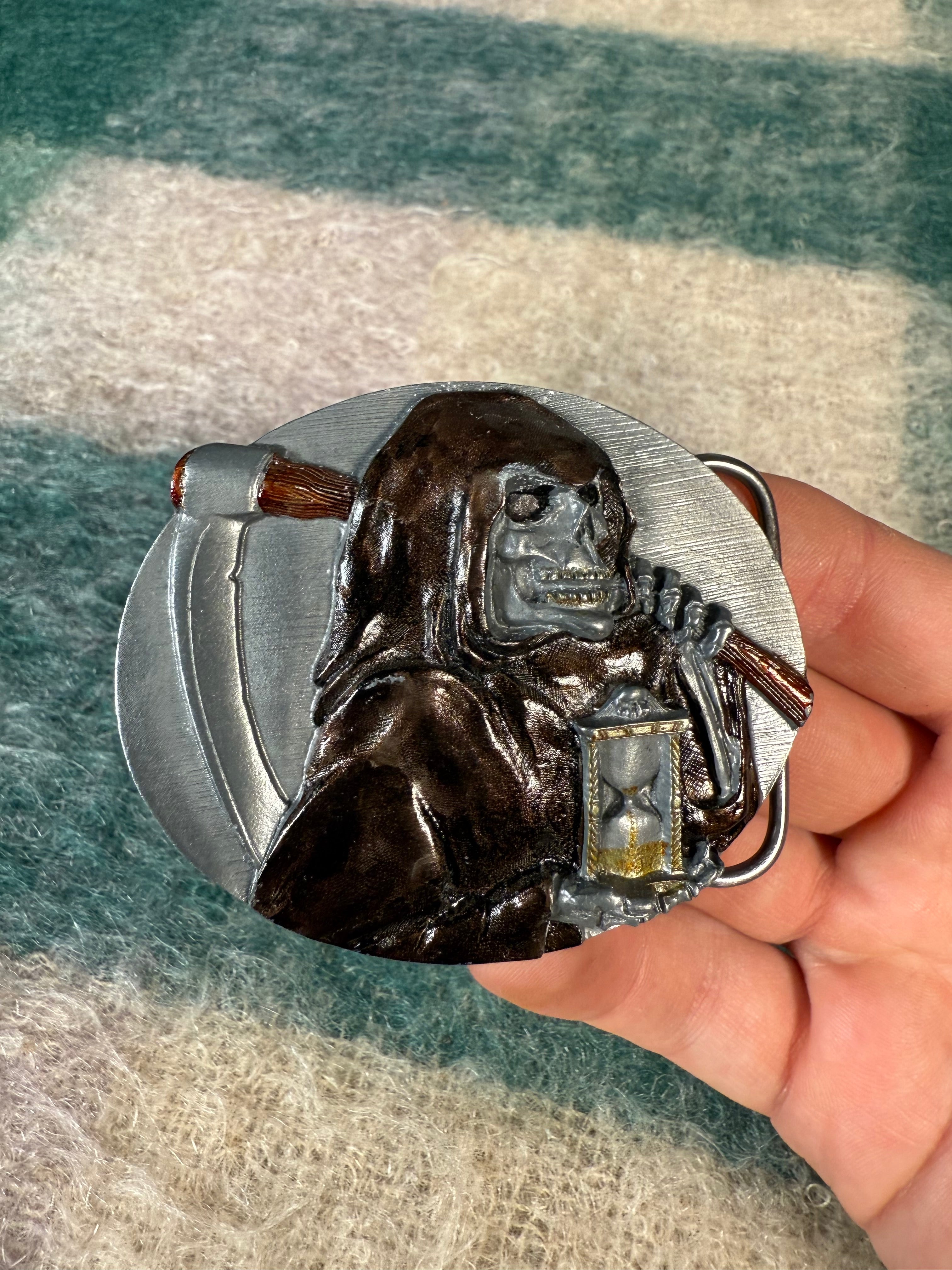 Vintage 90s Grim Reaper Belt Buckle